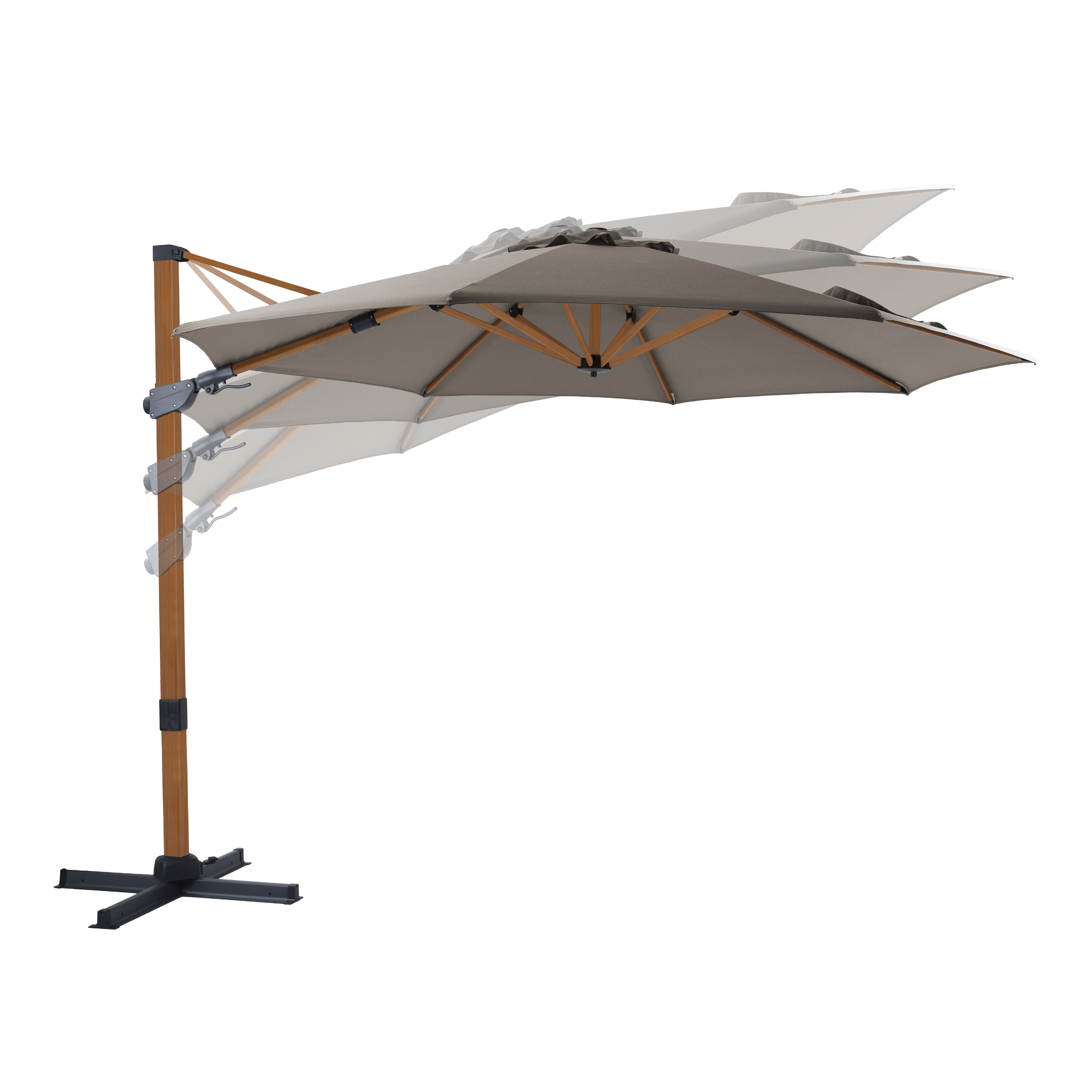 AXI Cyrus Premium Zweefparasol Ã˜ 300cm Houtlook/taupe 