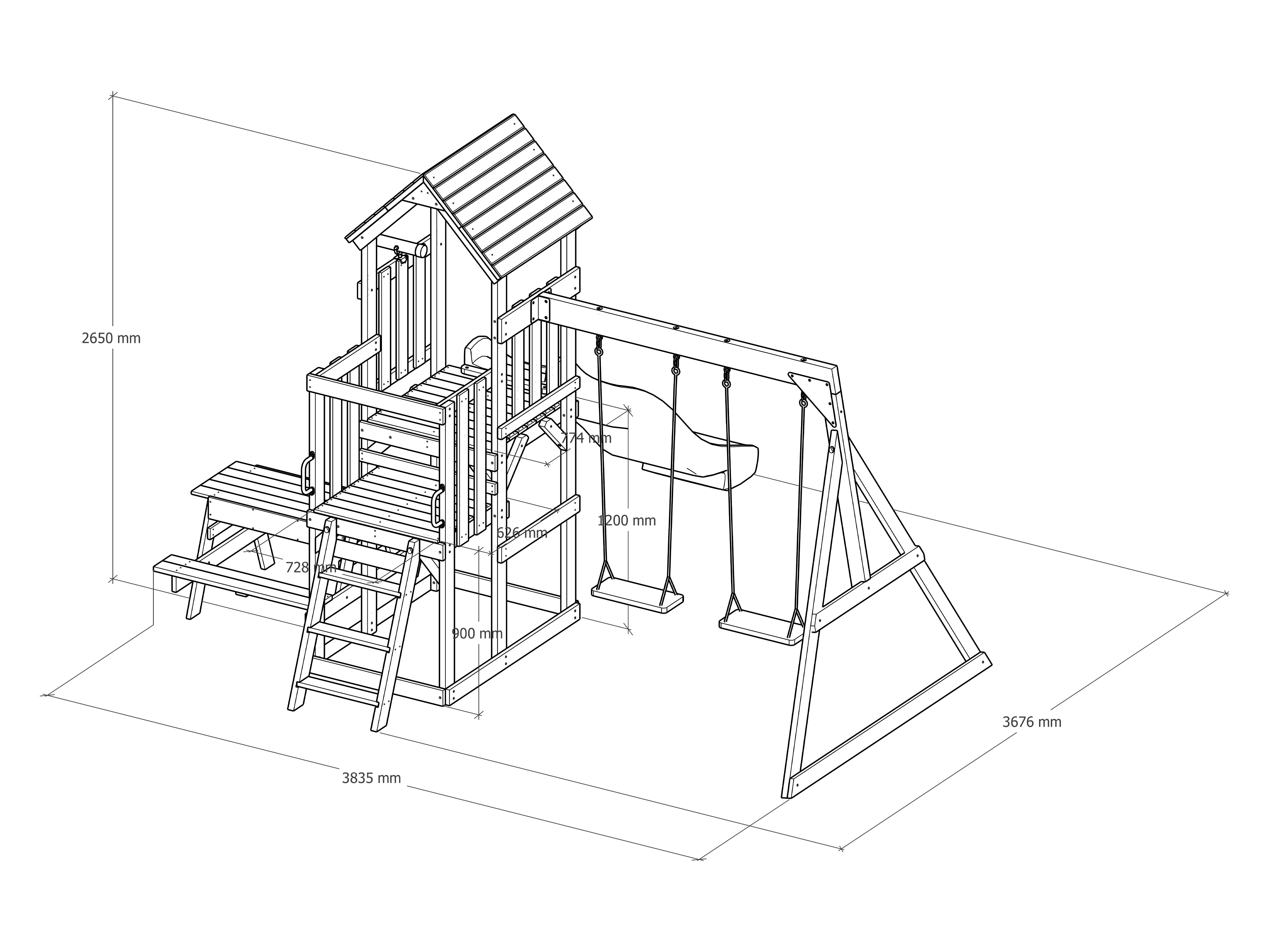 AXI Mette Playground with Double Swing Brown - Lime Green Slide 