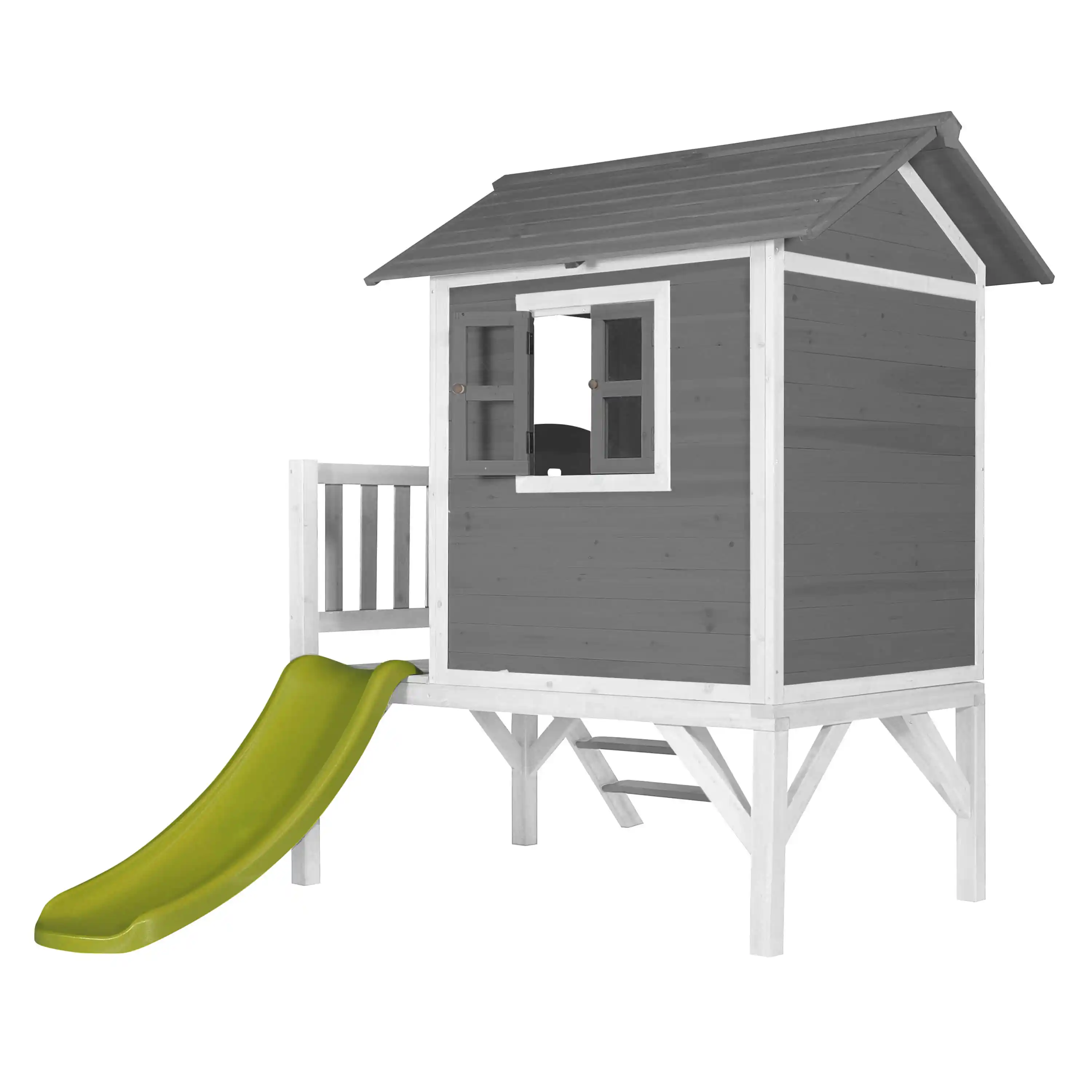 AXI Lodge XL Speelhuis Cool Grijs - Limoen groene Glijbaan