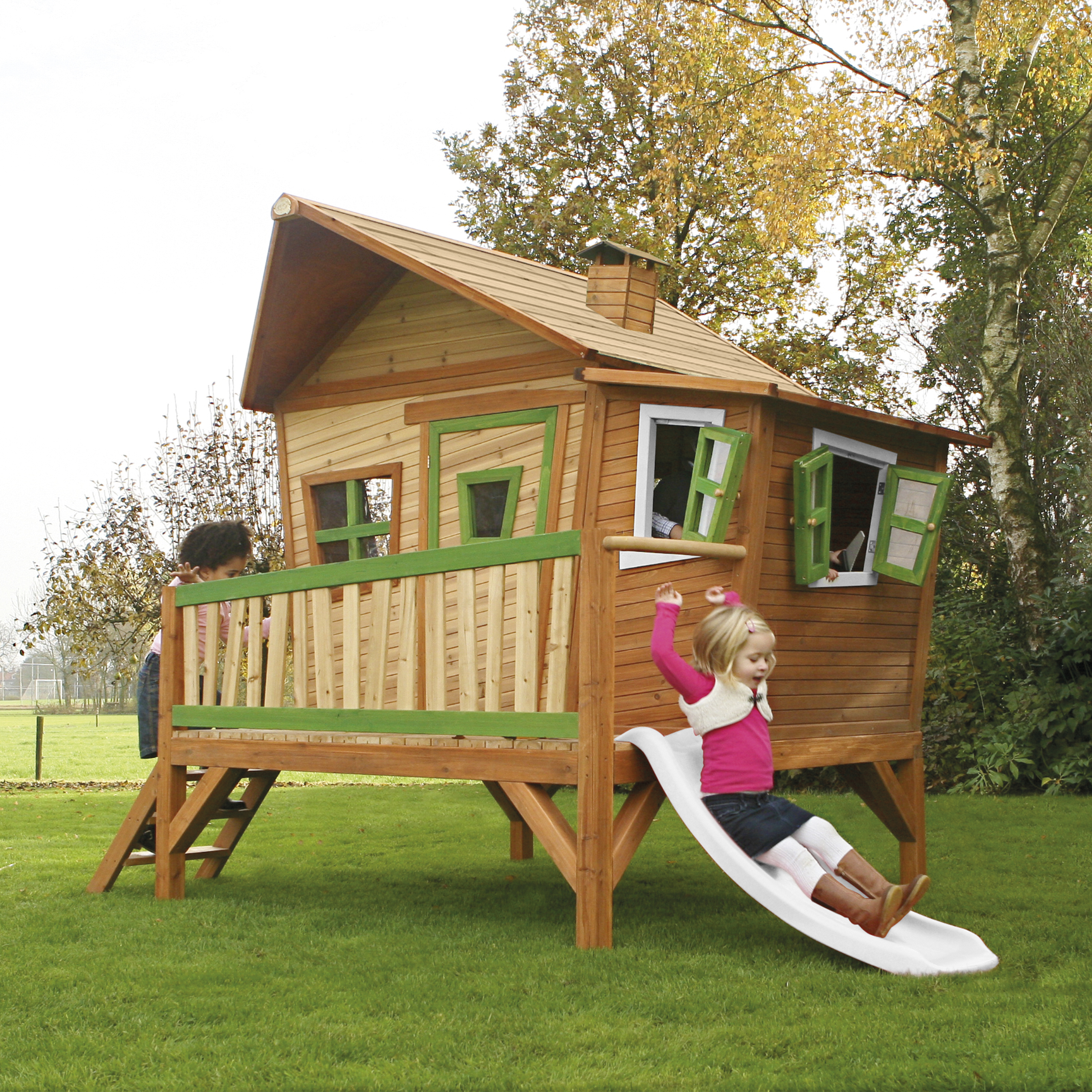 AXI Emma Playhouse Brown/Green - White Slide