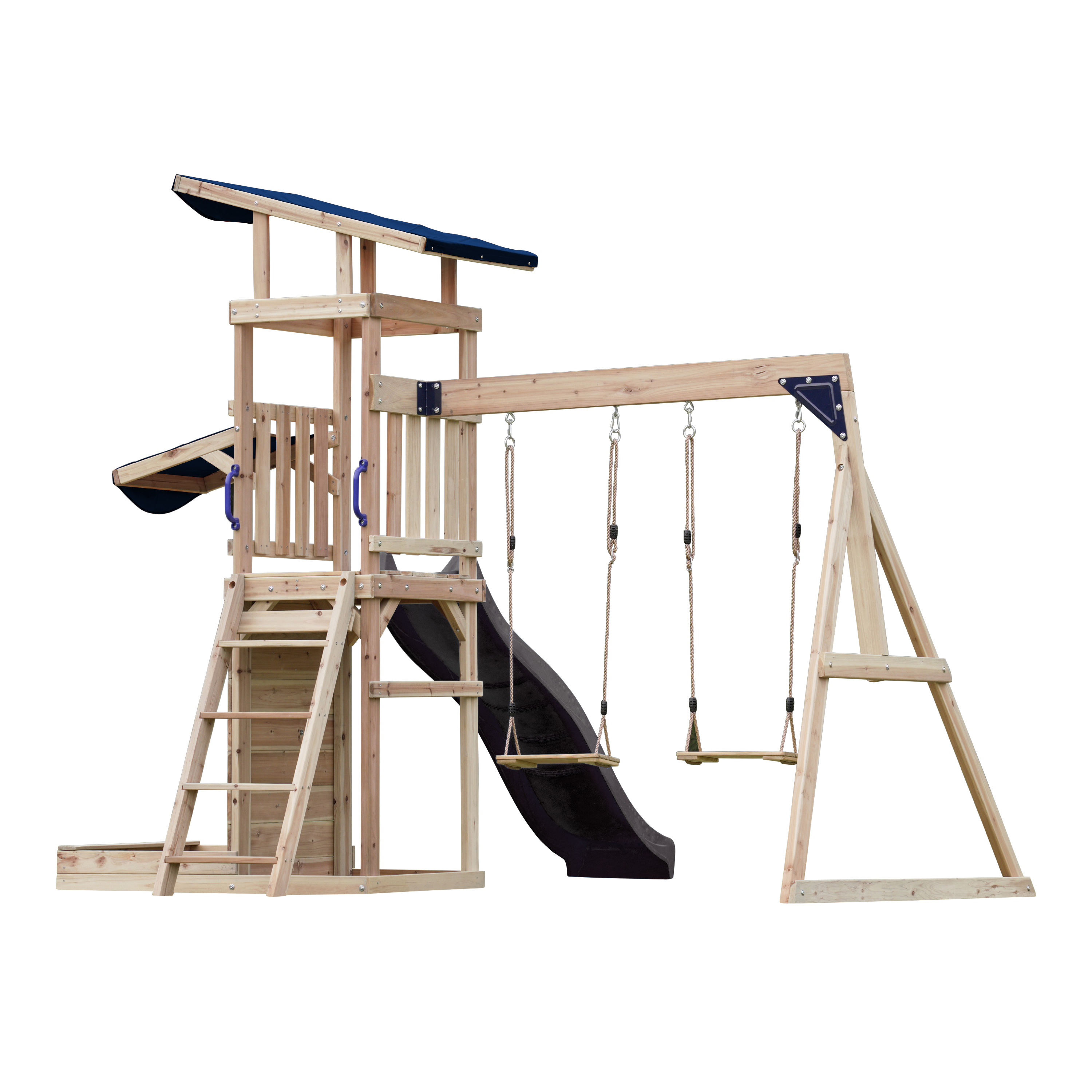 AXI Malik Play Set with Double Swing Brown - Grey Slide 