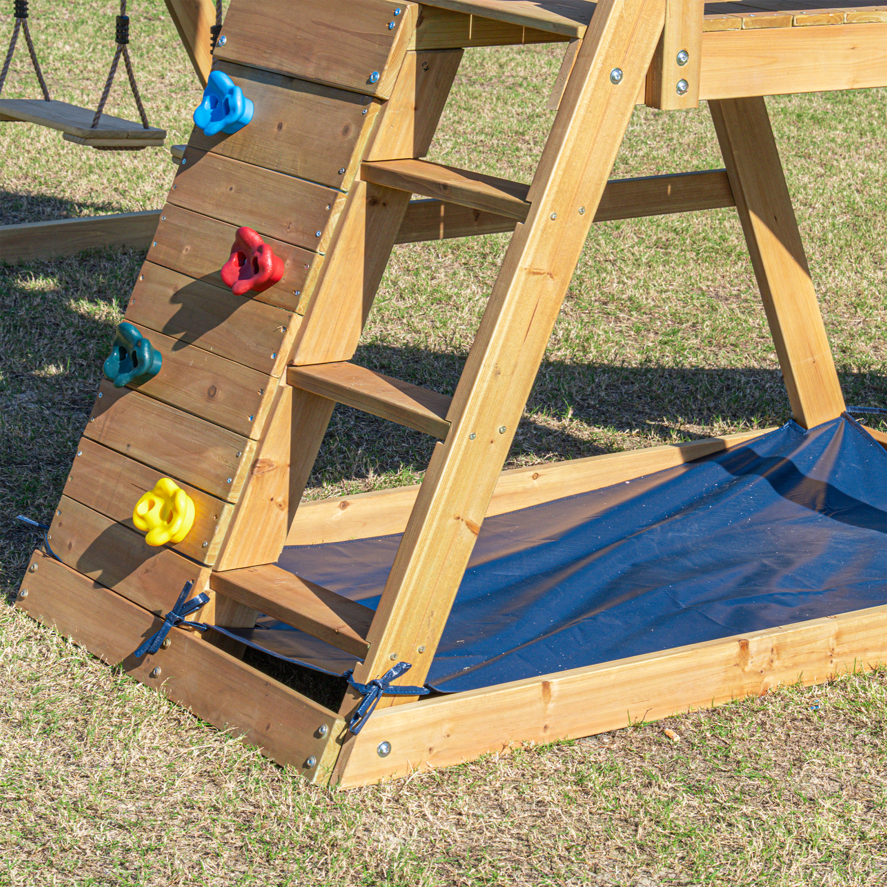 AXI Mia Climbing Frame with Double Swing Set – Blue Slide