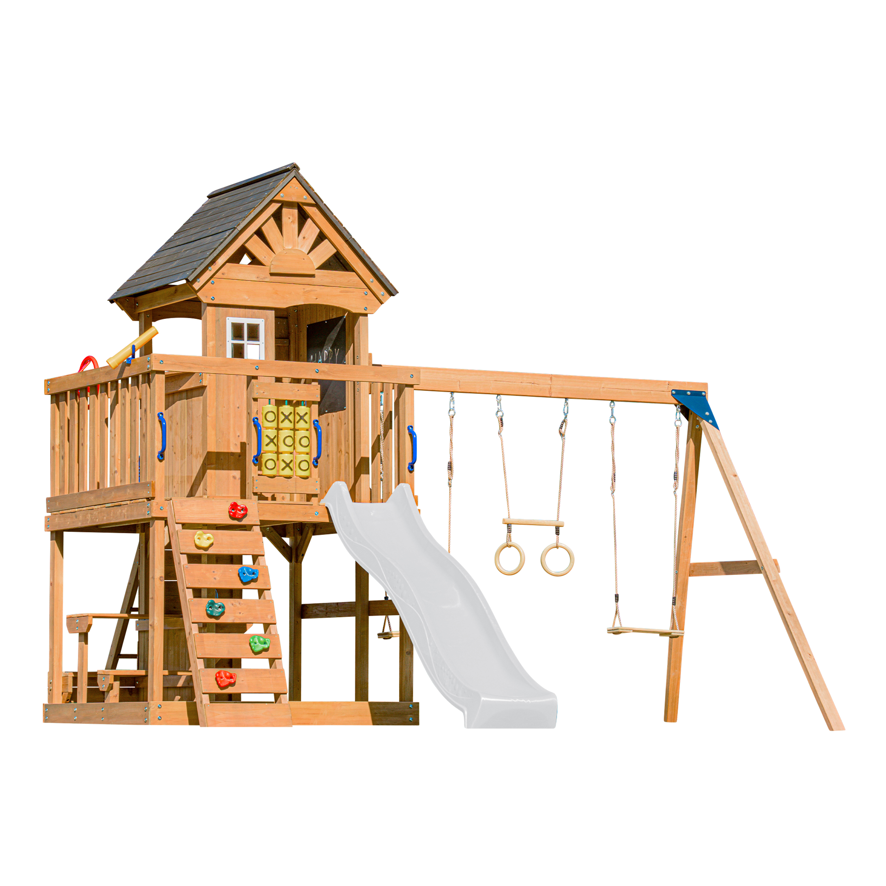 AXI Jack Climbing Frame with Double Swing and Trapeze – White Slide
