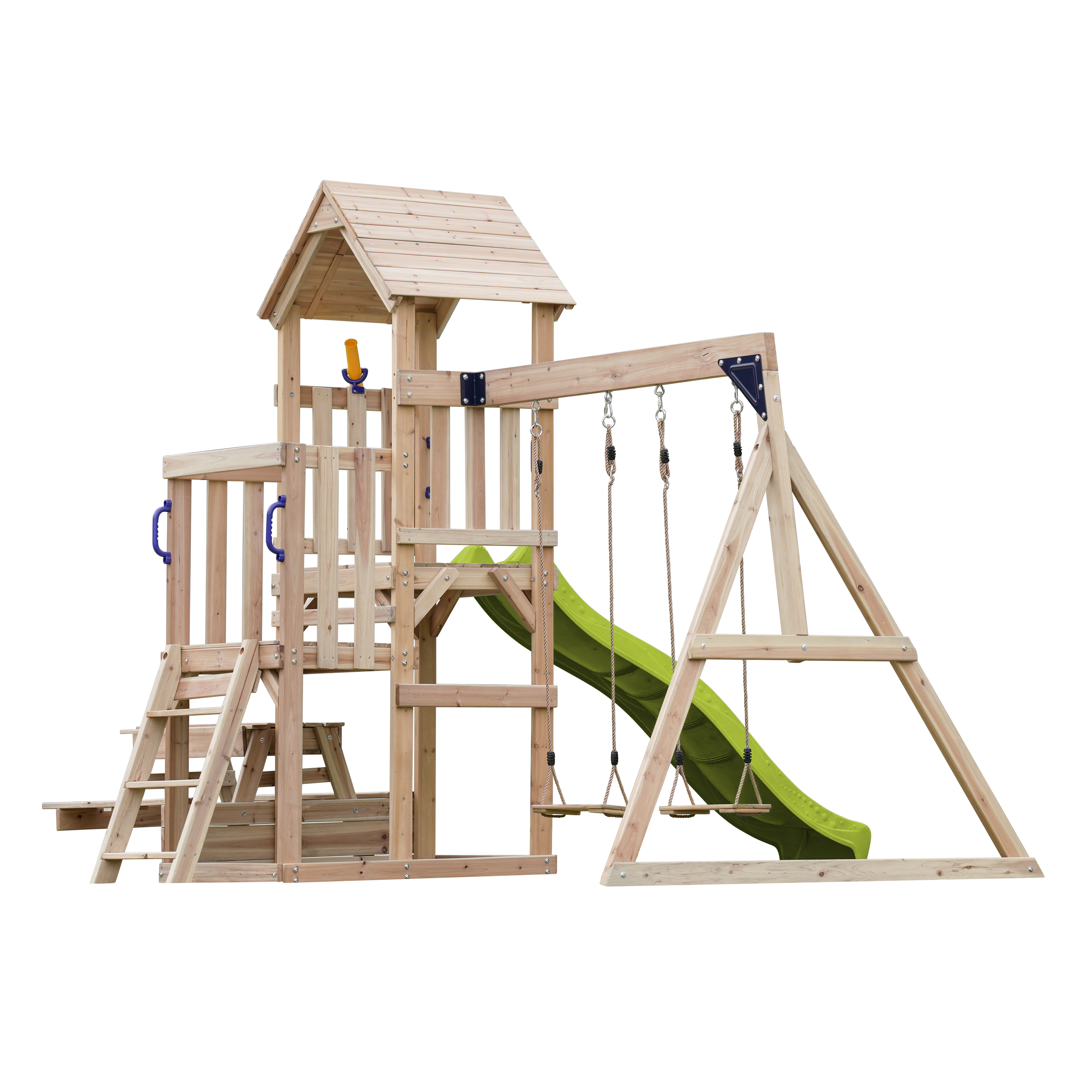 AXI Mette Playground with Double Swing Brown - Lime Green Slide 