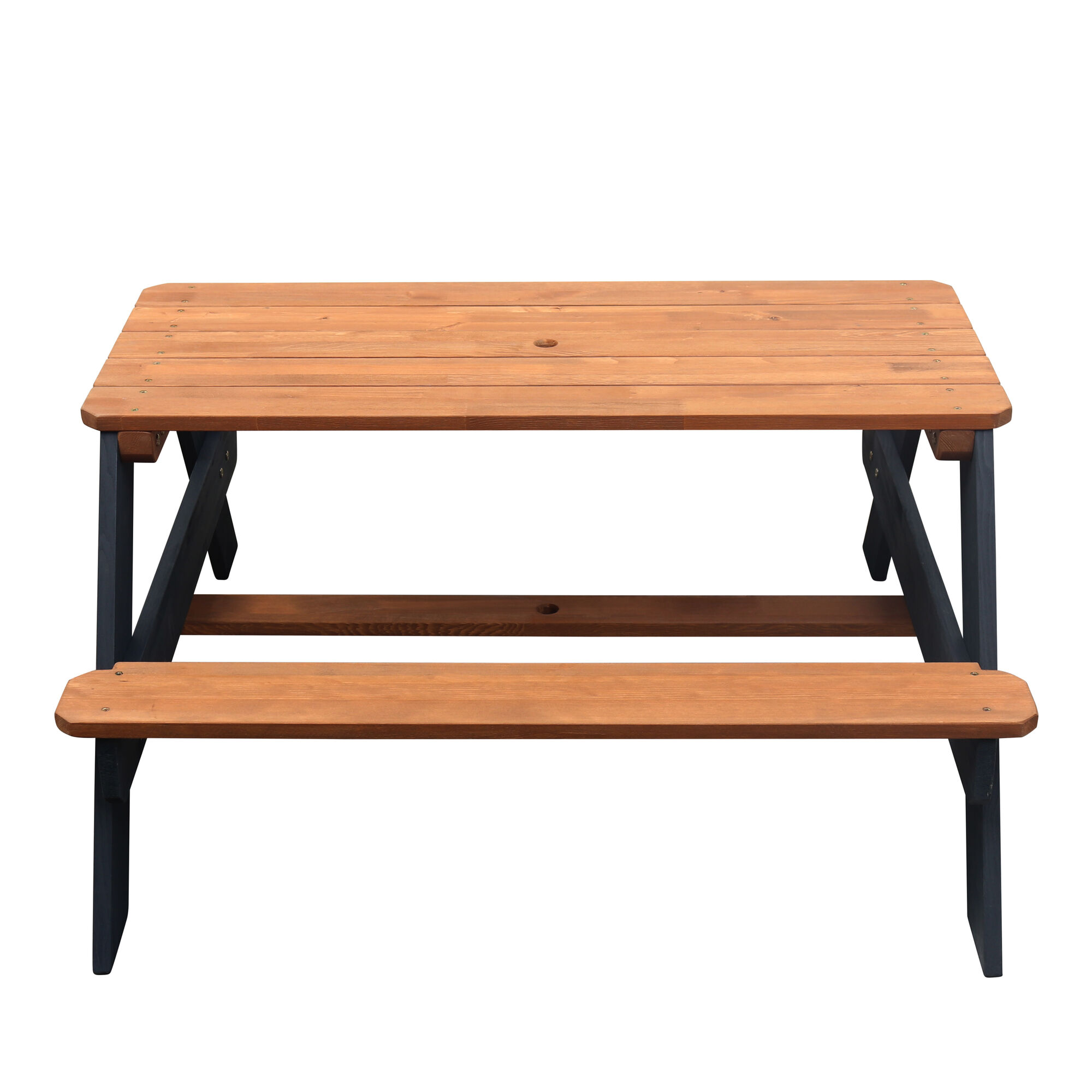 AXI Nick Picknicktafel Antraciet/bruin - Parasol Blauw/wit
