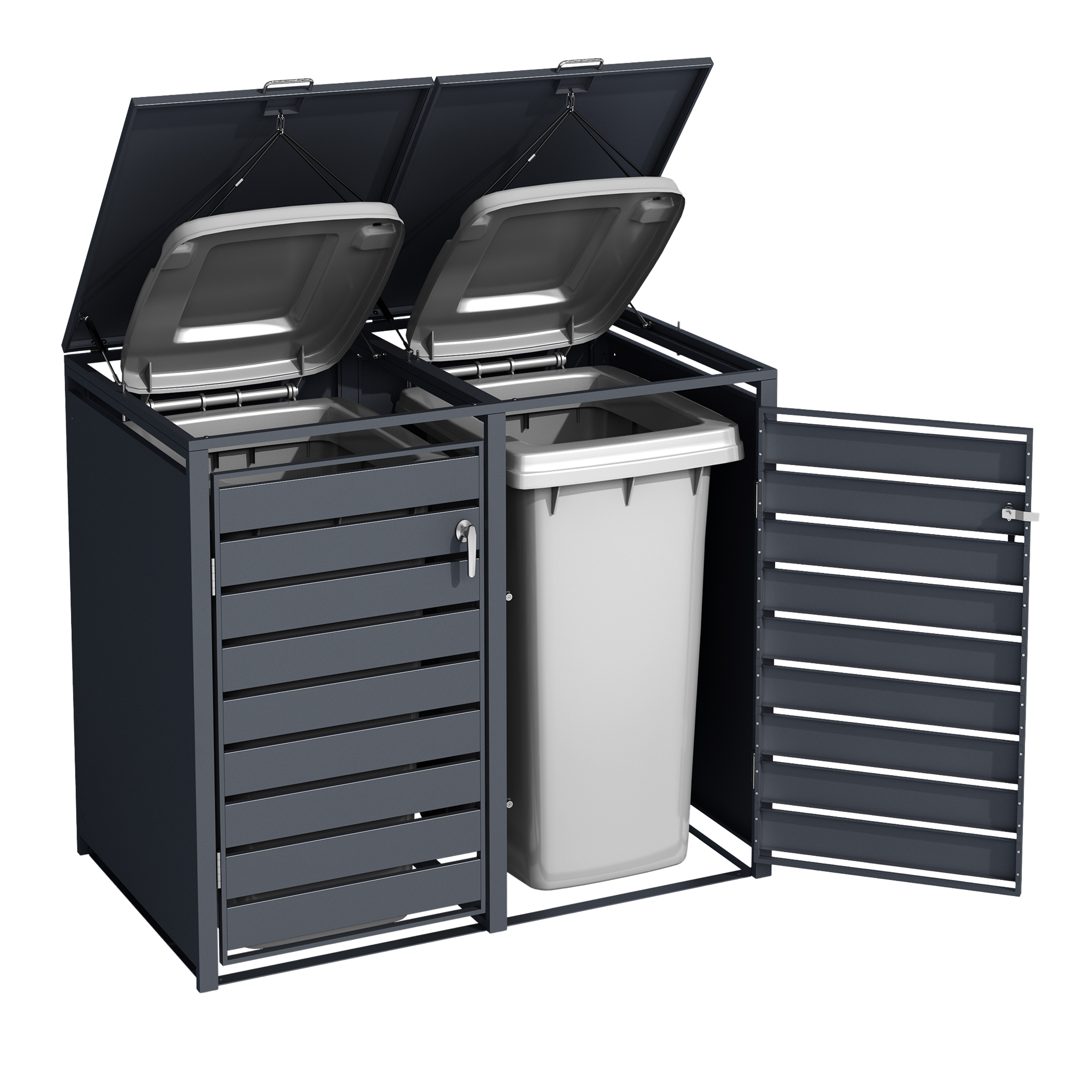 AXI Lucas Metal Garbage Bin Shed Anthracite - 2 Garbage Bins
