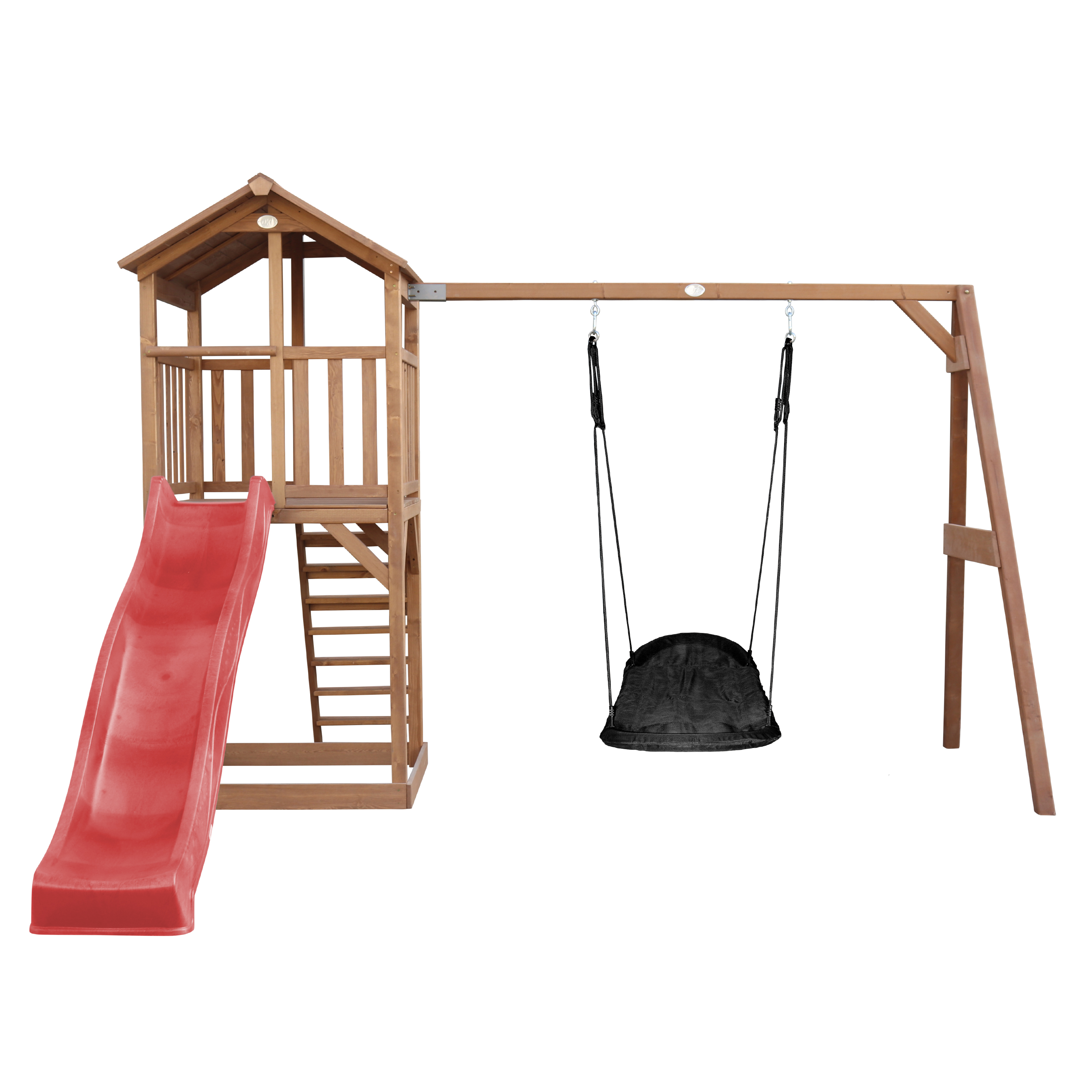 AXI Beach Tower with Roxy Nest Swing Set Brown - Red Slide