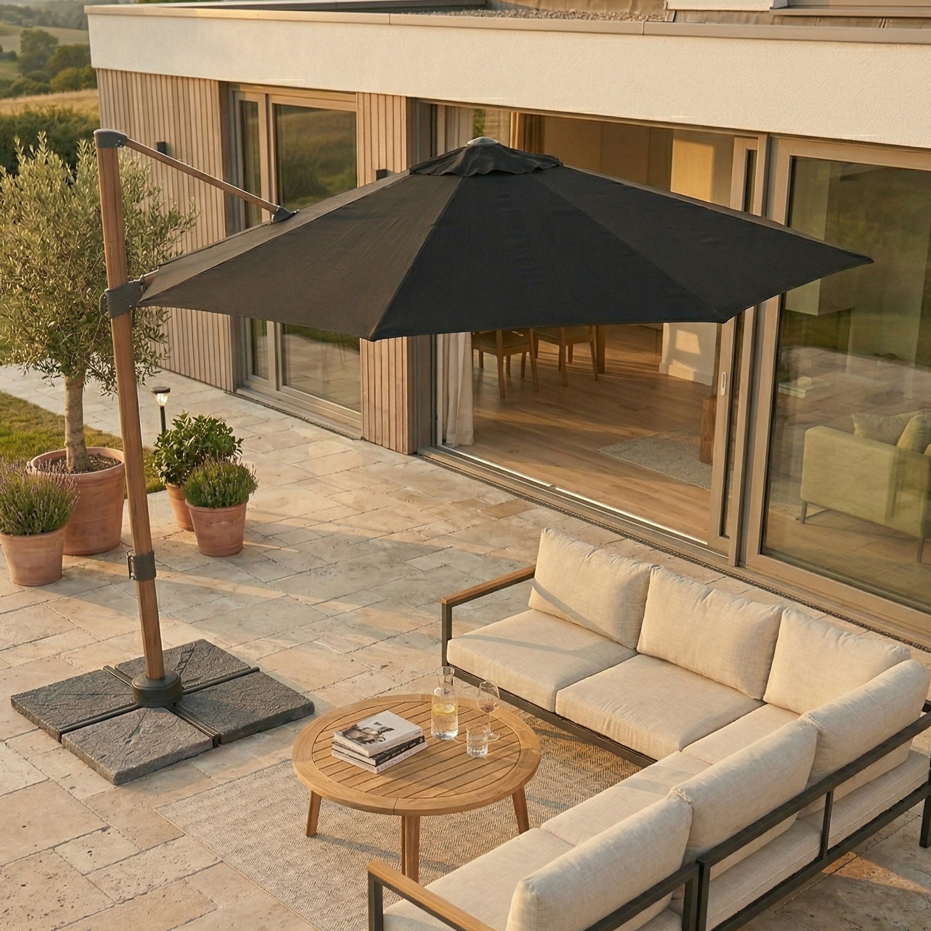 AXI Solis Cantilever Parasol Ø 300cm Wood-look/Grey