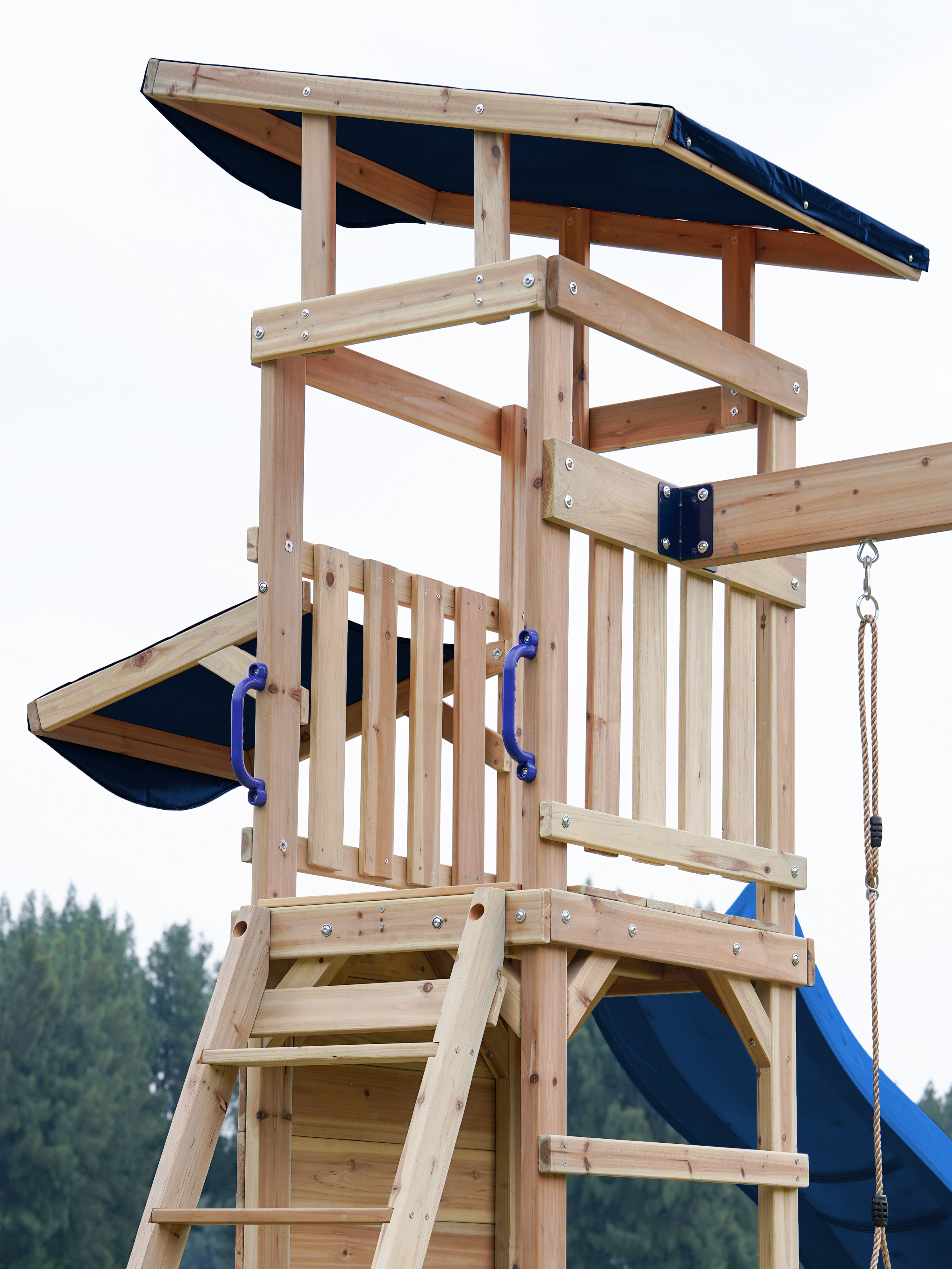 AXI Malik Climbing Frame with Double Swing Set - Blue Slide