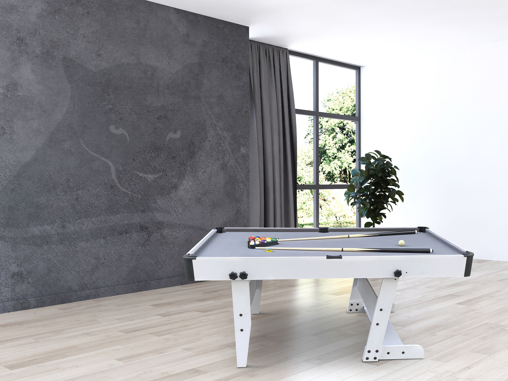 Cougar Hustle XL opklapbare Pooltafel Wit/grijs