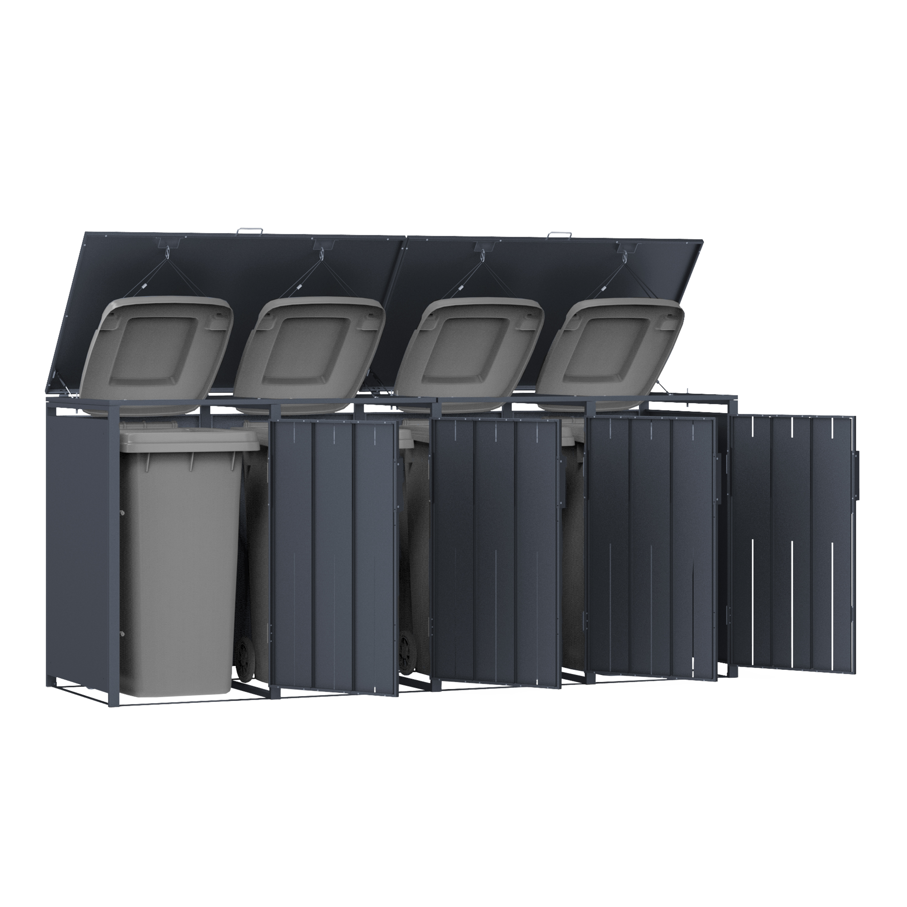 AXI Luke Metal Garbage Bin Shed - 4 Garbage Bins-8720365067921 AXI Luke Metal Garbage Bin Shed - 4 Garbage Bins