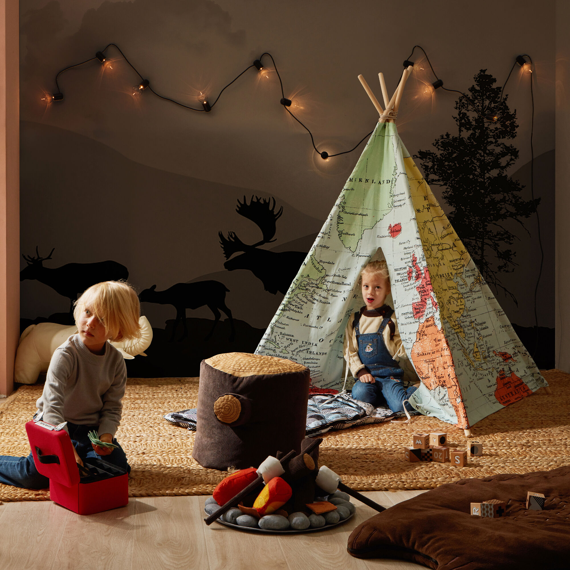 Sunny Wereldkaart Tipi Tent Multikleur-8717973935247 Sunny Wereldkaart Tipi Tent Multikleur