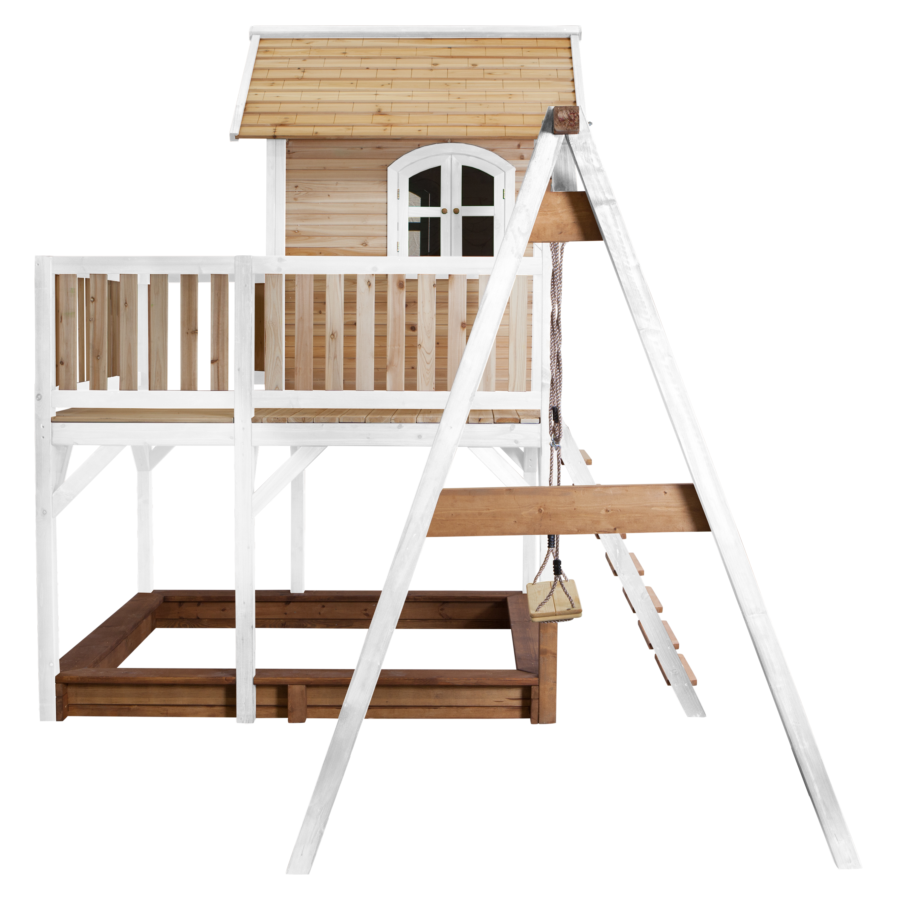 AXI Liam Playhouse with Single Swing Set Brown/White - Red Slide