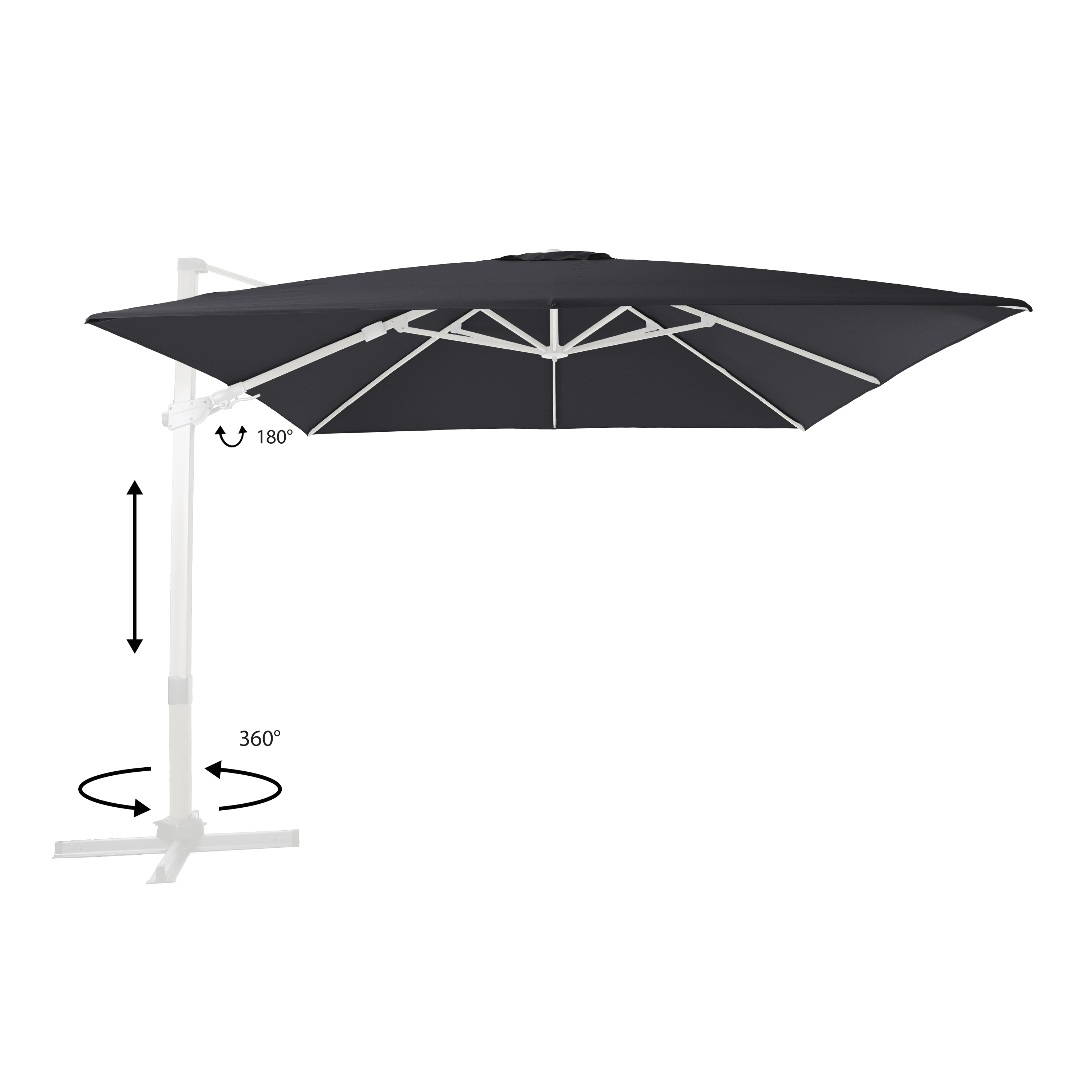 AXI Apollo Premium Cantilever Parasol 300x300cm - White/Grey-8720365063497 AXI Apollo Premium Cantilever Parasol 300x300cm - White/Grey