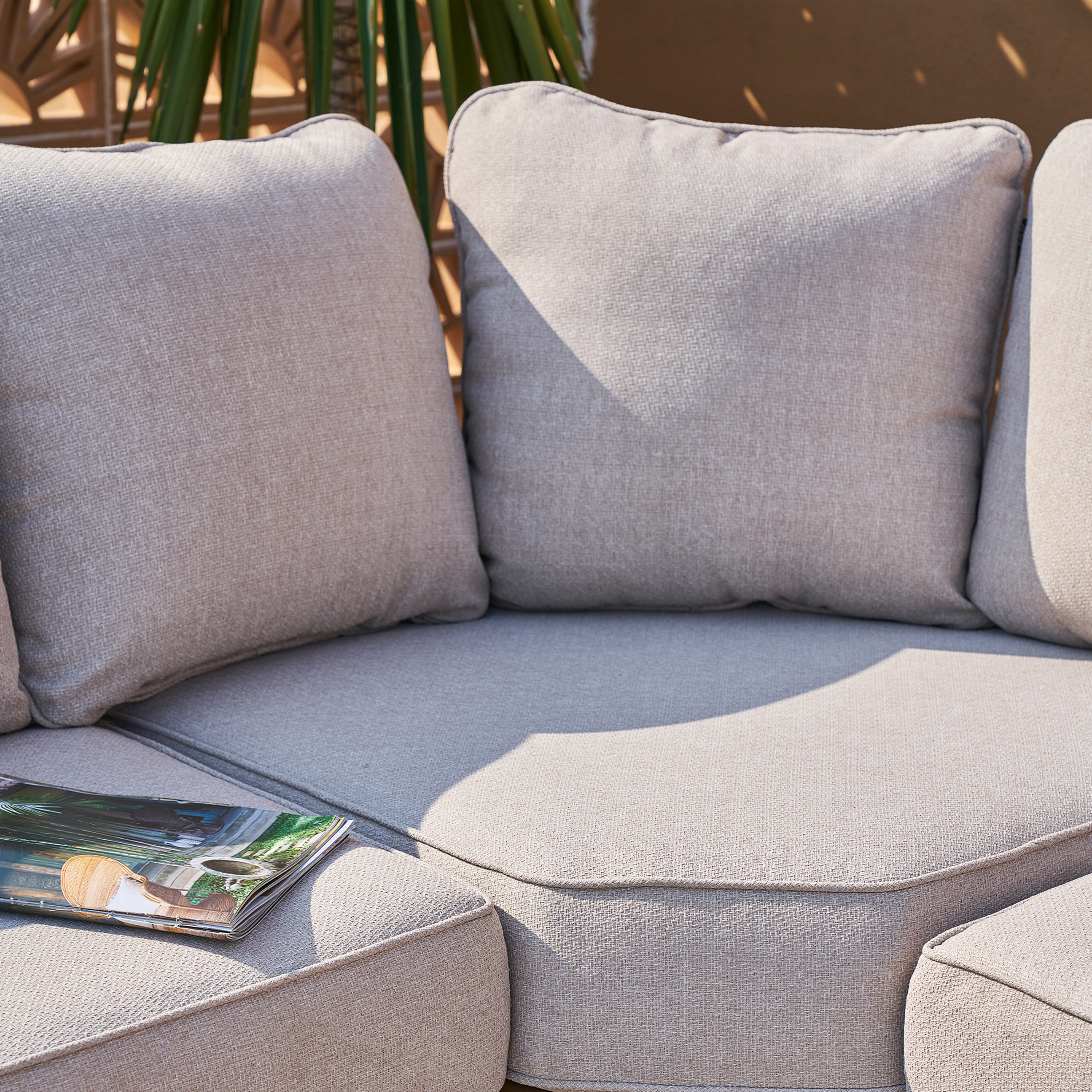AXI Avery Lounge Set with Side Tables Wood-Look with Beige-8720365065637 AXI Avery Lounge Set with Side Tables Wood-Look with Beige