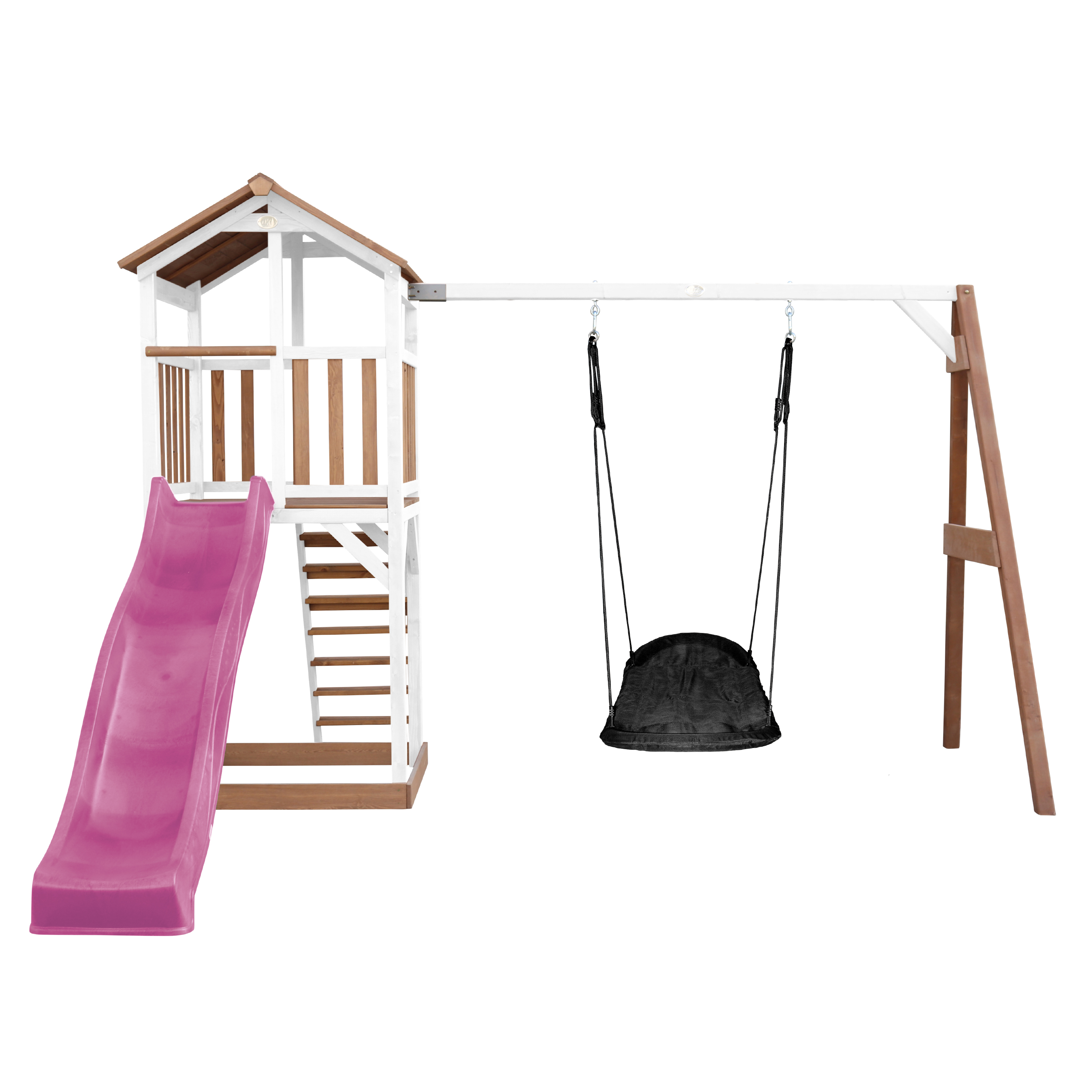 AXI Beach Tower with Roxy Nest Swing Set Brown/White - Purple Slide