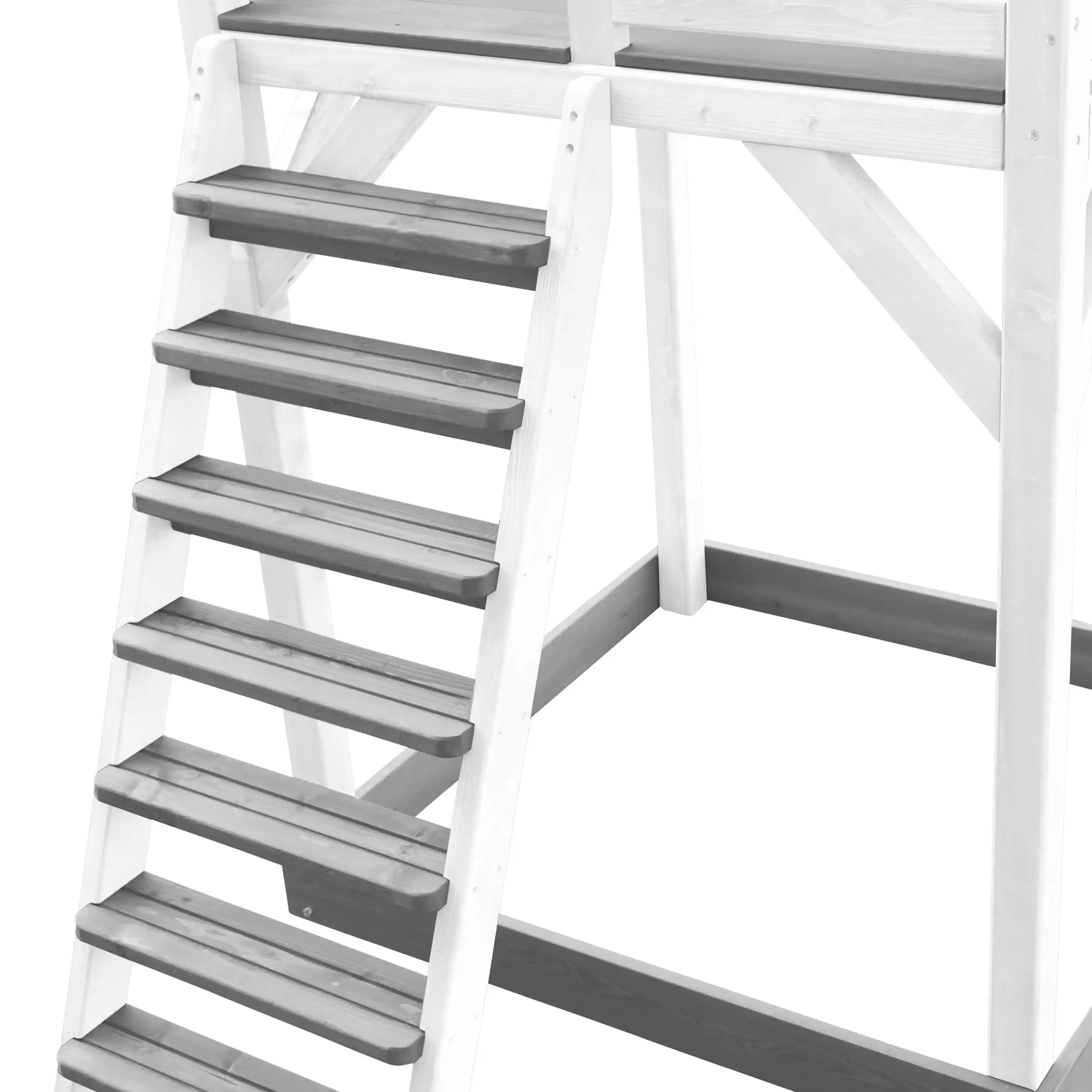 AXI Beach Tower Speeltoren met Klimrek en Enkele Schommel Grijs/wit - Groene Glijbaan
