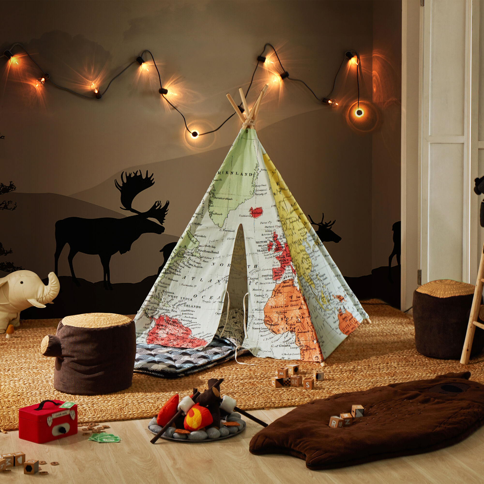 Sunny Wereldkaart Tipi Tent Multikleur-8717973935247 Sunny Wereldkaart Tipi Tent Multikleur