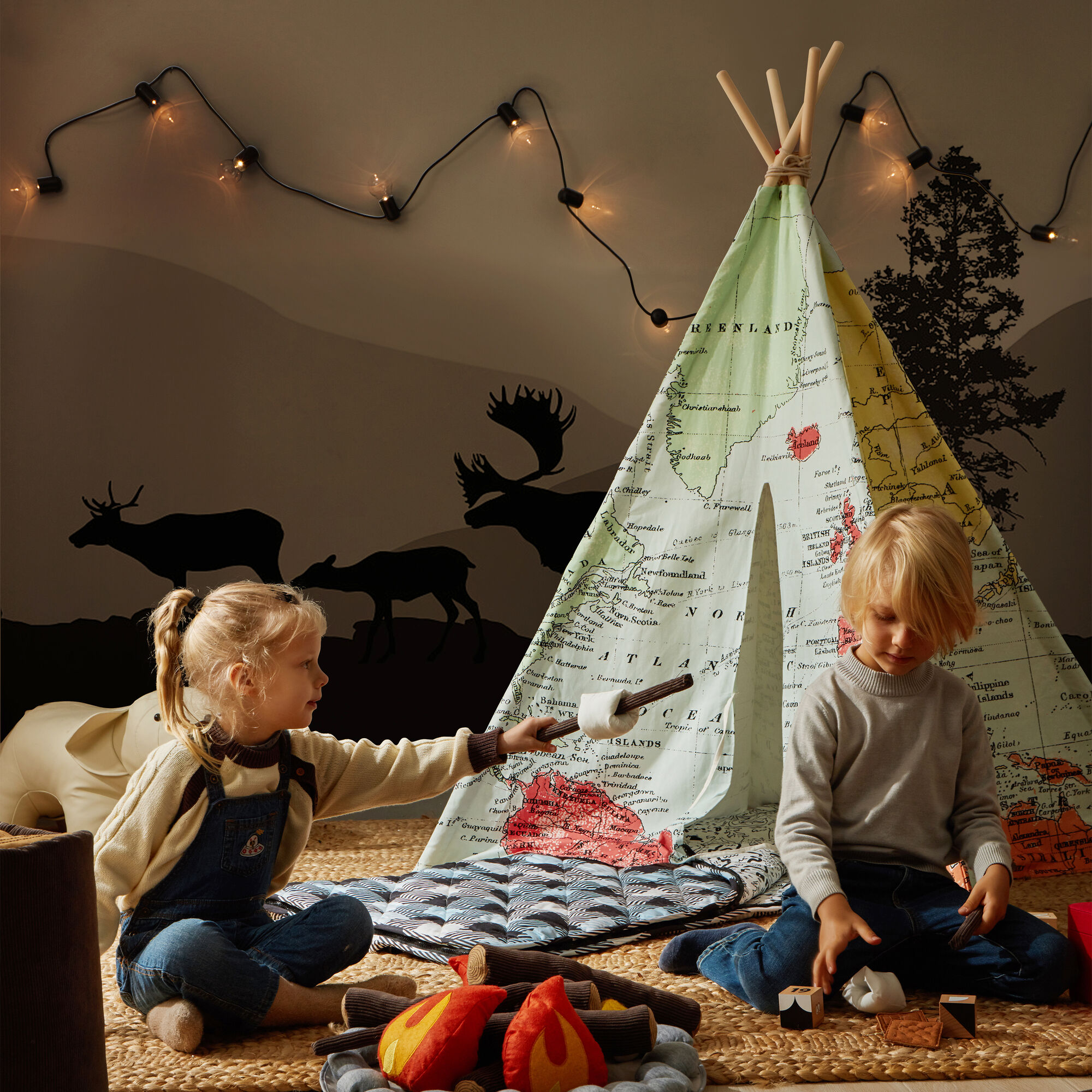 Sunny Wereldkaart Tipi Tent Multikleur-8717973935247 Sunny Wereldkaart Tipi Tent Multikleur