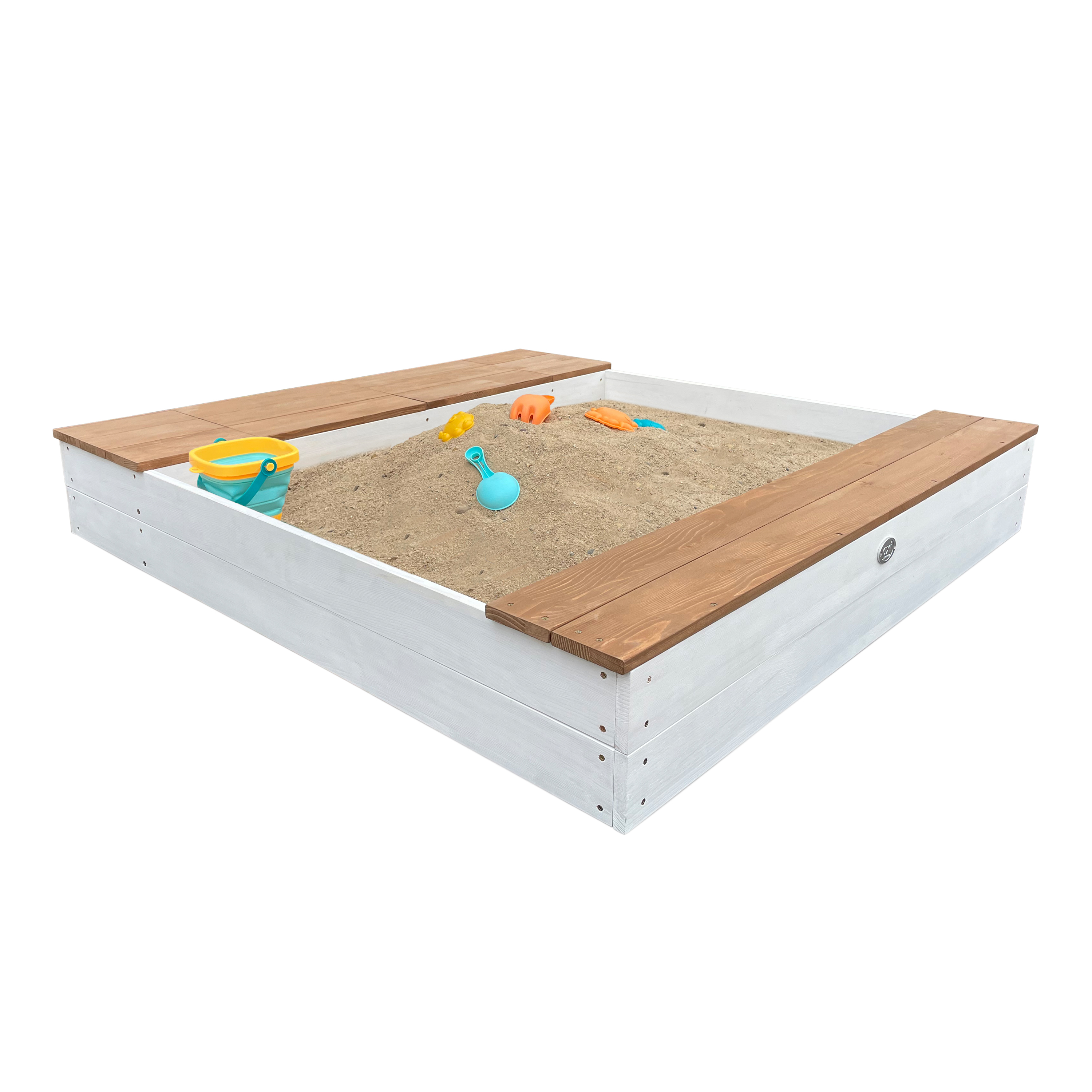 AXI Evy Sandbox with Bins and Storage - 119 x 117 cm - White/Brown