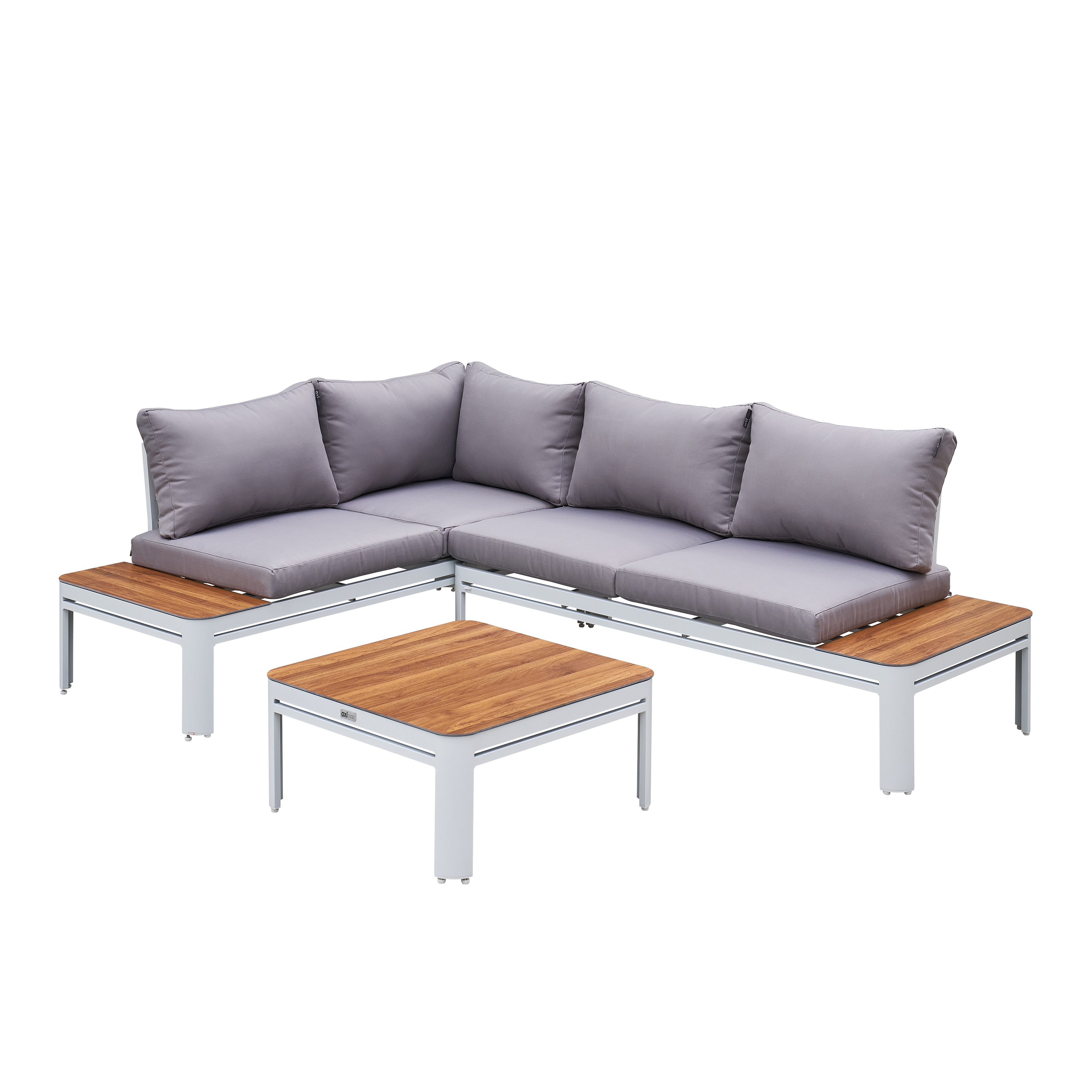 AXI Eos Lounge Set with Lounger White with Wood-Look PSPC-8720365062759 AXI Eos Lounge Set with Lounger White with Wood-Look PSPC