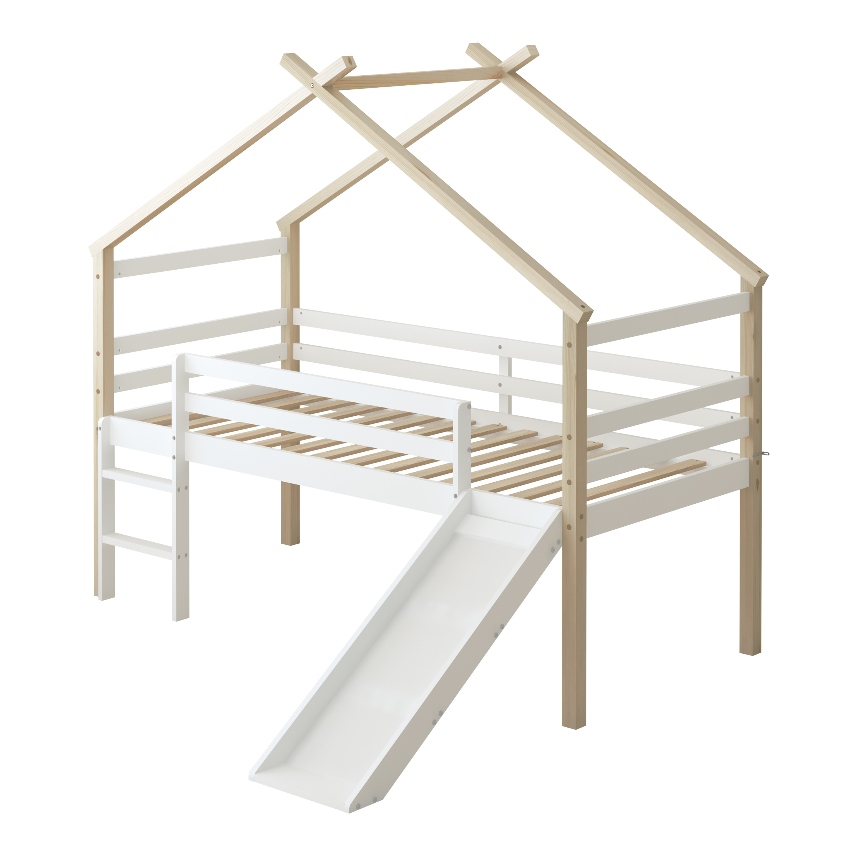 Sunny River Mid Sleeper with Slide Brown/White – Without Mattress