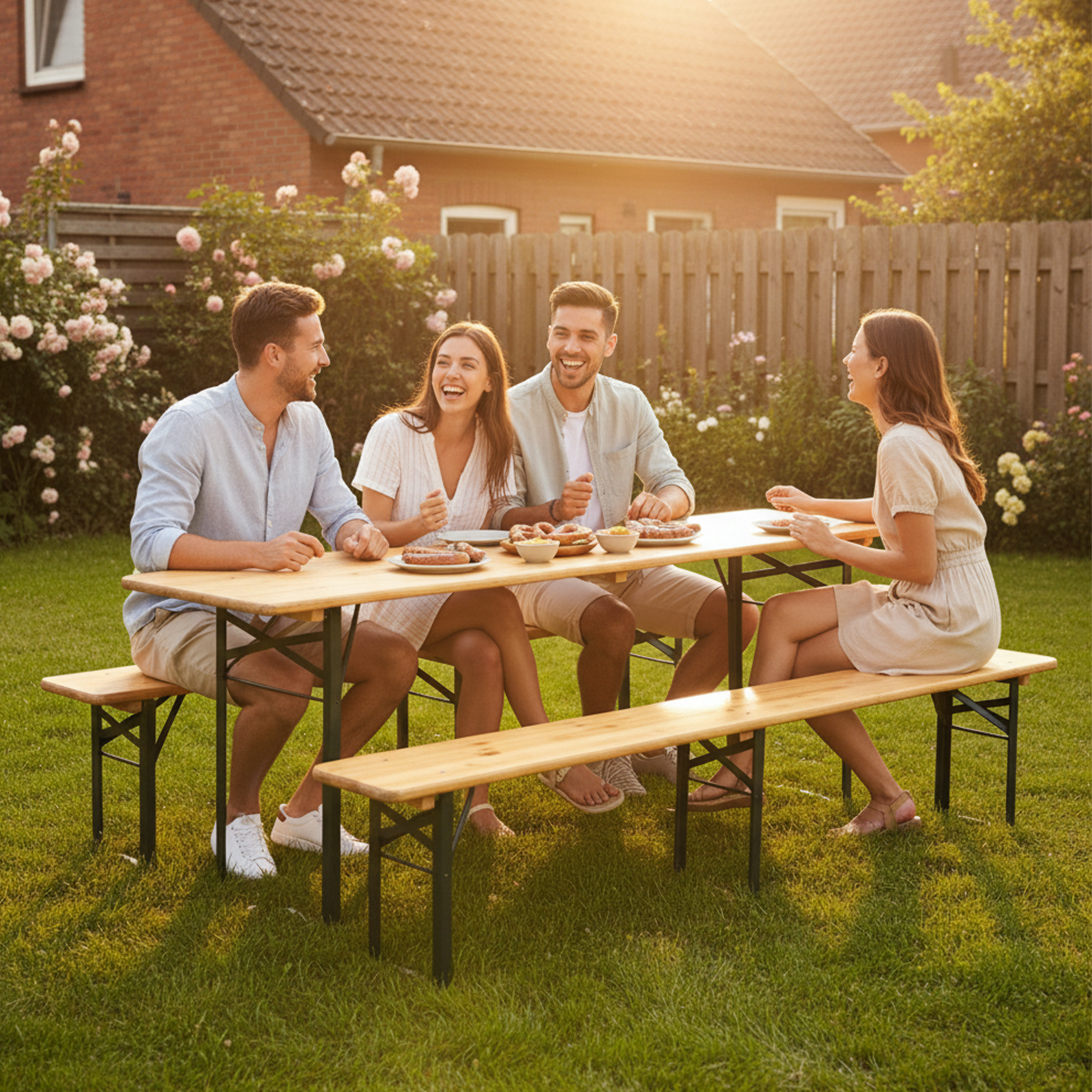 AXI Toon Beer Table Set Foldable with 2 Wooden Benches