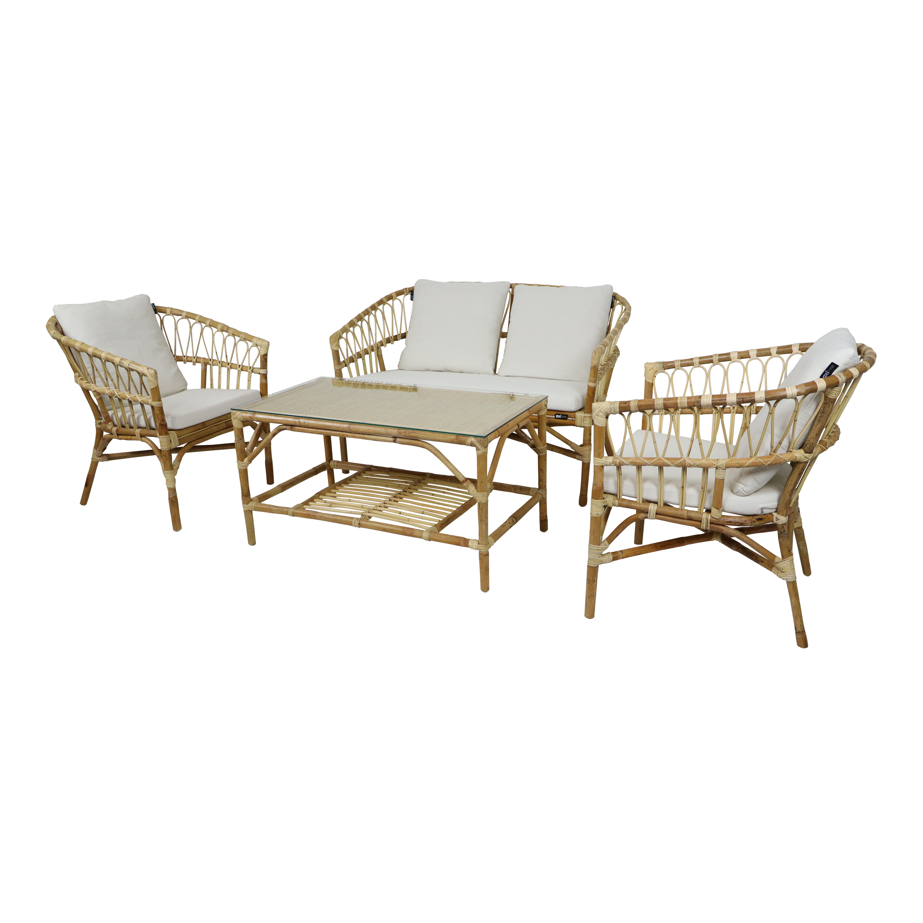 AXI Mary Rotting Loungeset i 4 delar med soffa, bord och 2 stolar Natur/vit
