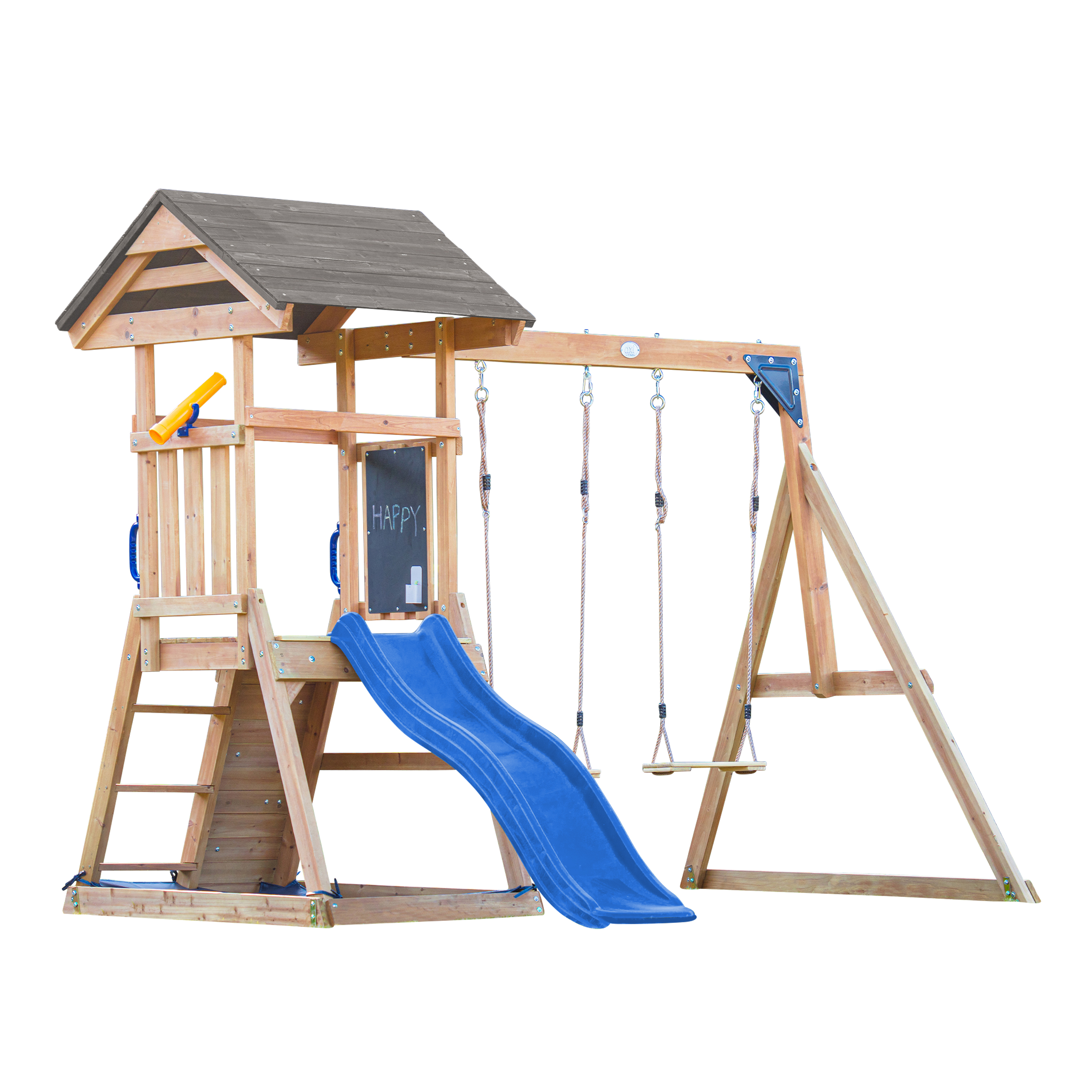 AXI Mia Climbing Frame with Double Swing Set – Blue Slide