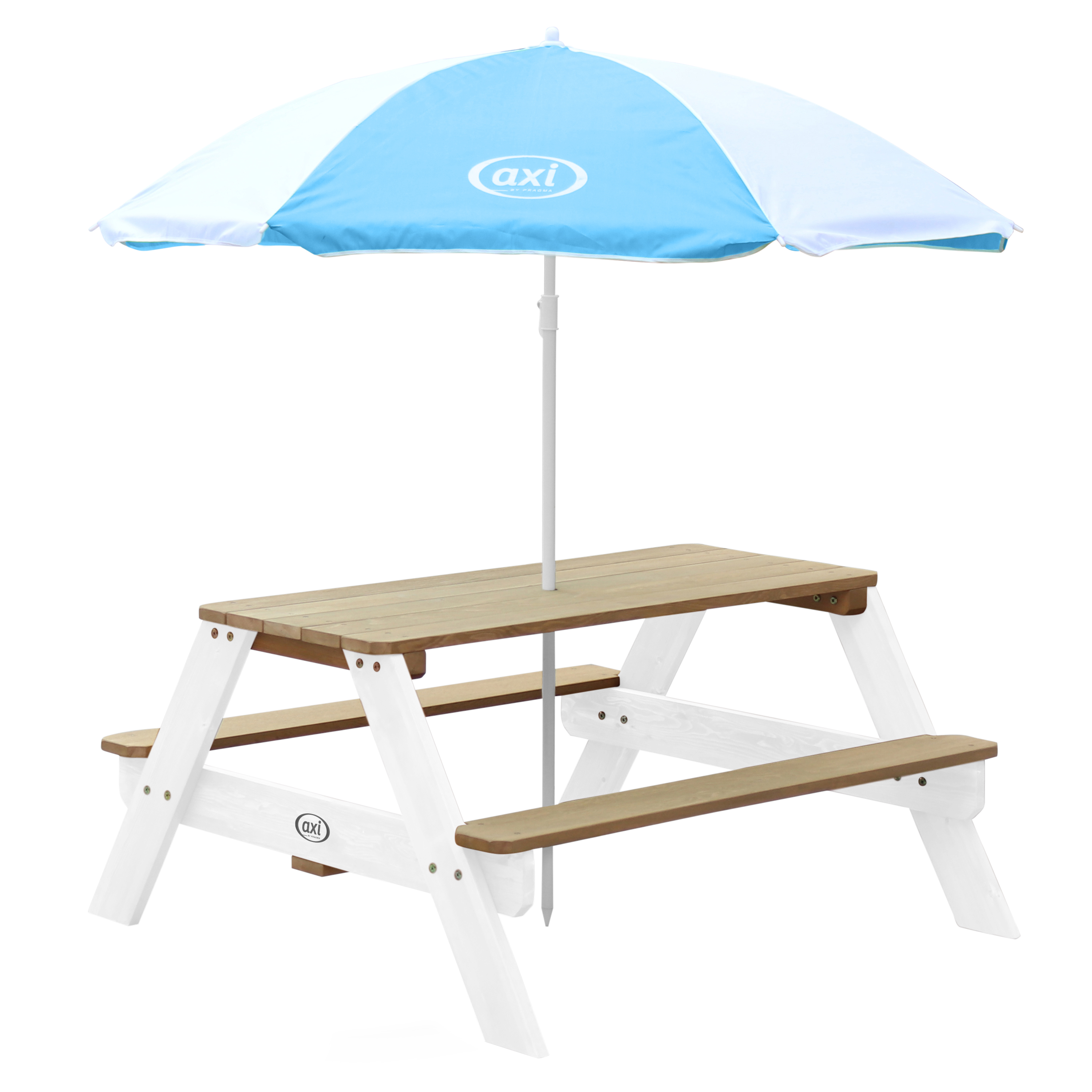 AXI Nick Picnic Table Brown/White - Umbrella Blue/White