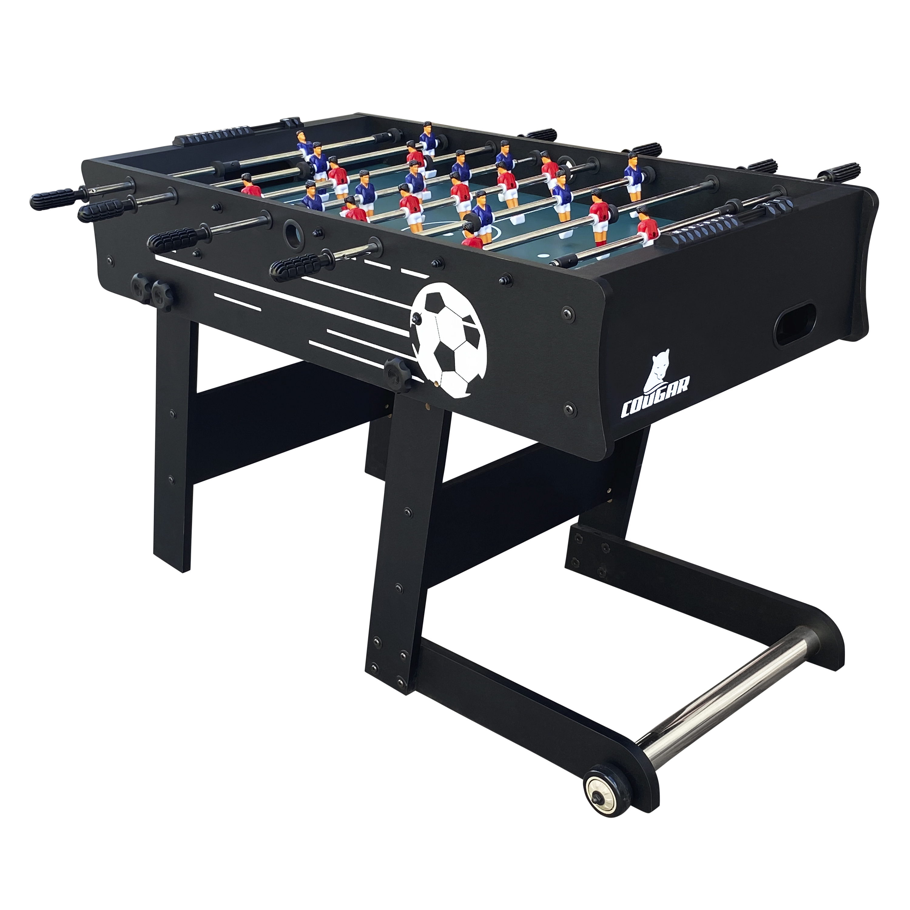 Cougar Scorpion Kick TS Folding Football Table - Black-8717973936046 Cougar Scorpion Kick TS Folding Football Table - Black