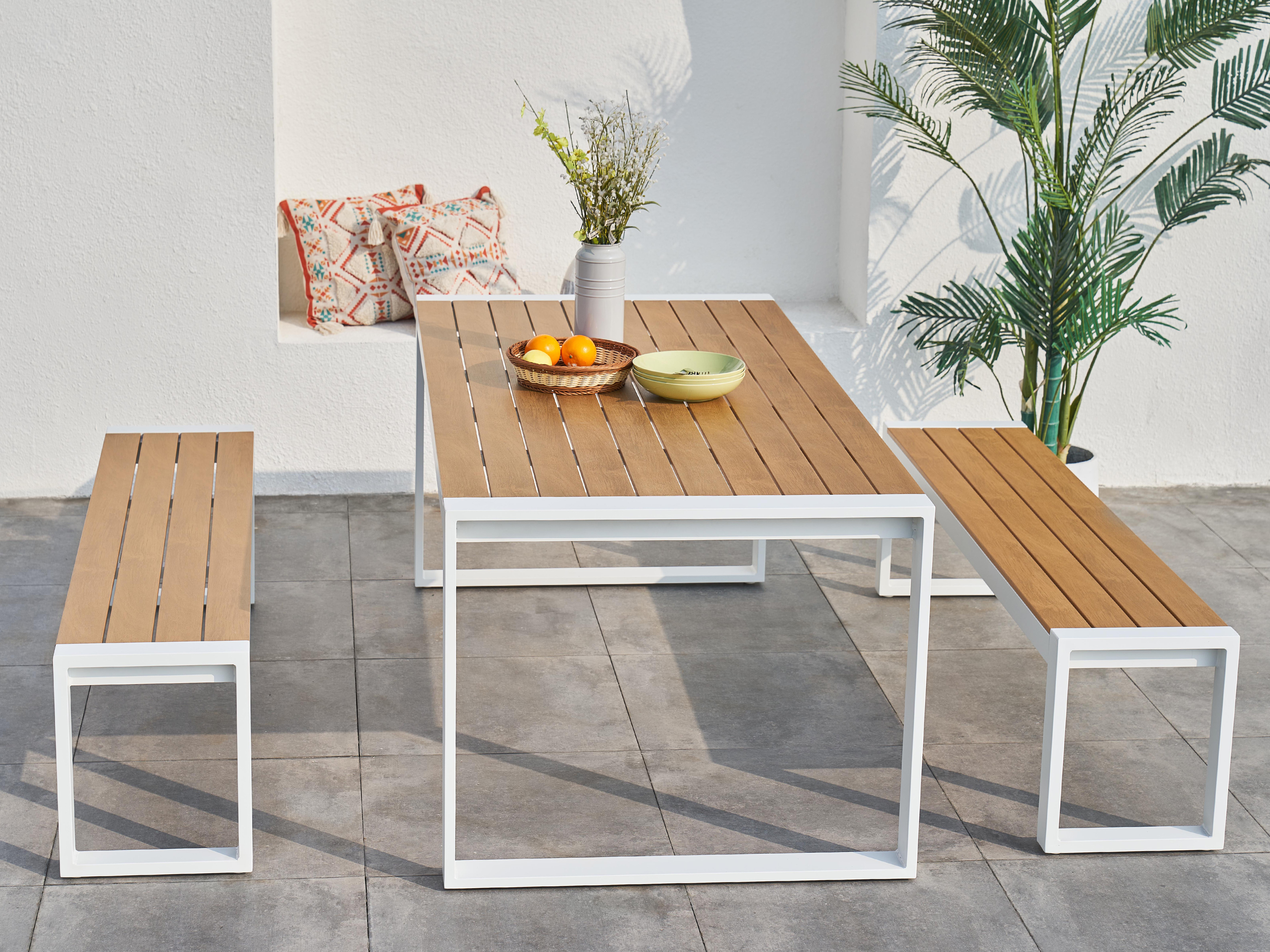 AXI Tony Tuinset met 2 banken Wit met Teak-look Polywood