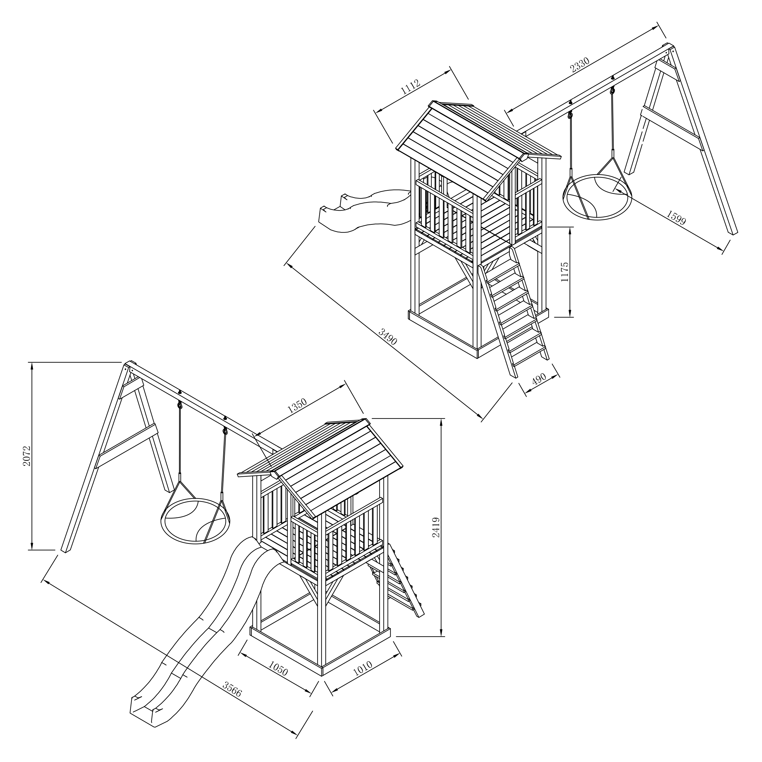 AXI Beach Tower with Summer Nest Swing Set Brown - Blue Slide