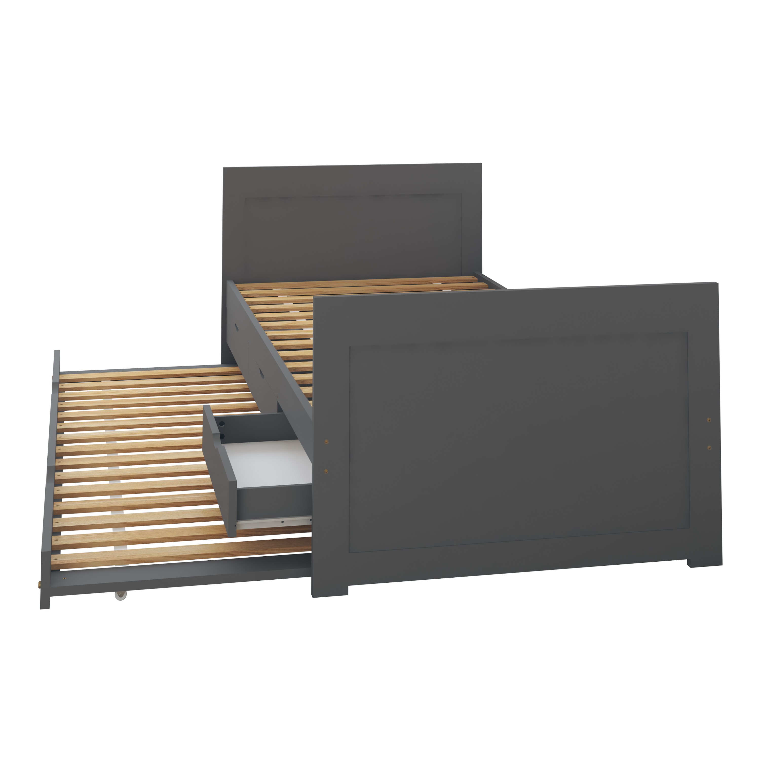 Sunny Eli Kids Bed with Trundle and 3 Storage Drawers Grey – Without Mattress