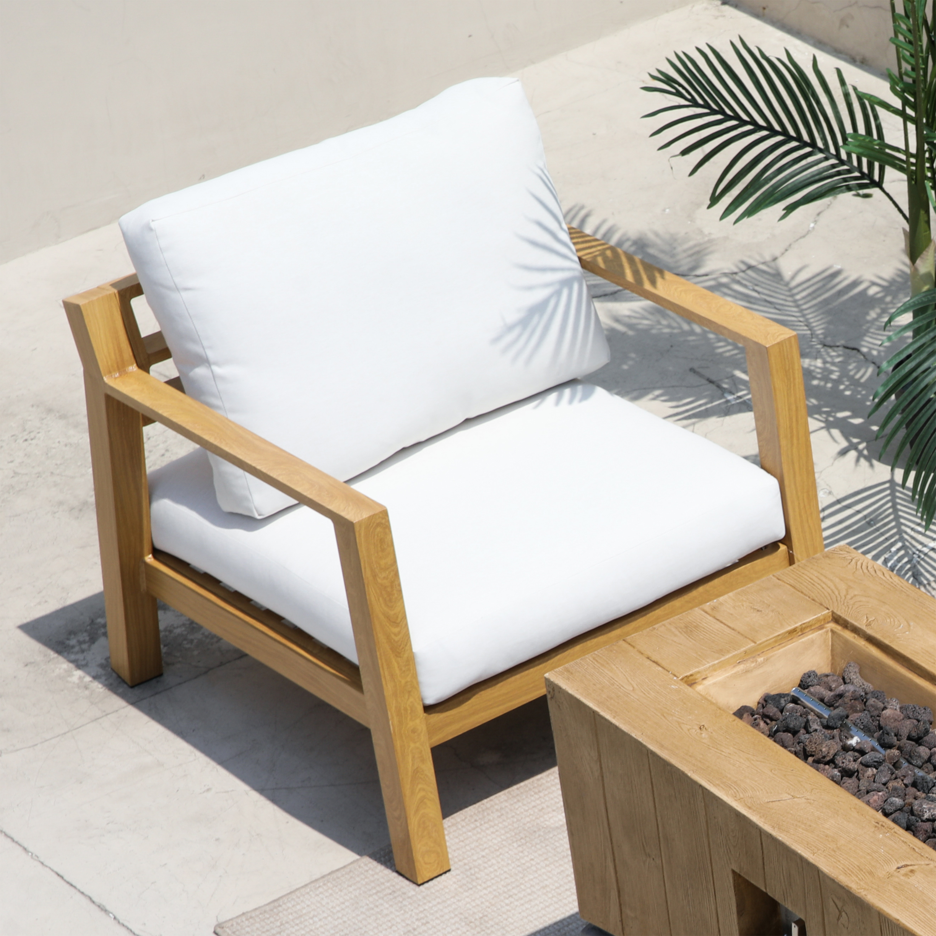 AXI Orla lounge set 4-piece with bench. table and 2 chairs Wood-look/beige-8720365063916 AXI Orla lounge set 4-piece with bench. table and 2 chairs Wood-look/beige