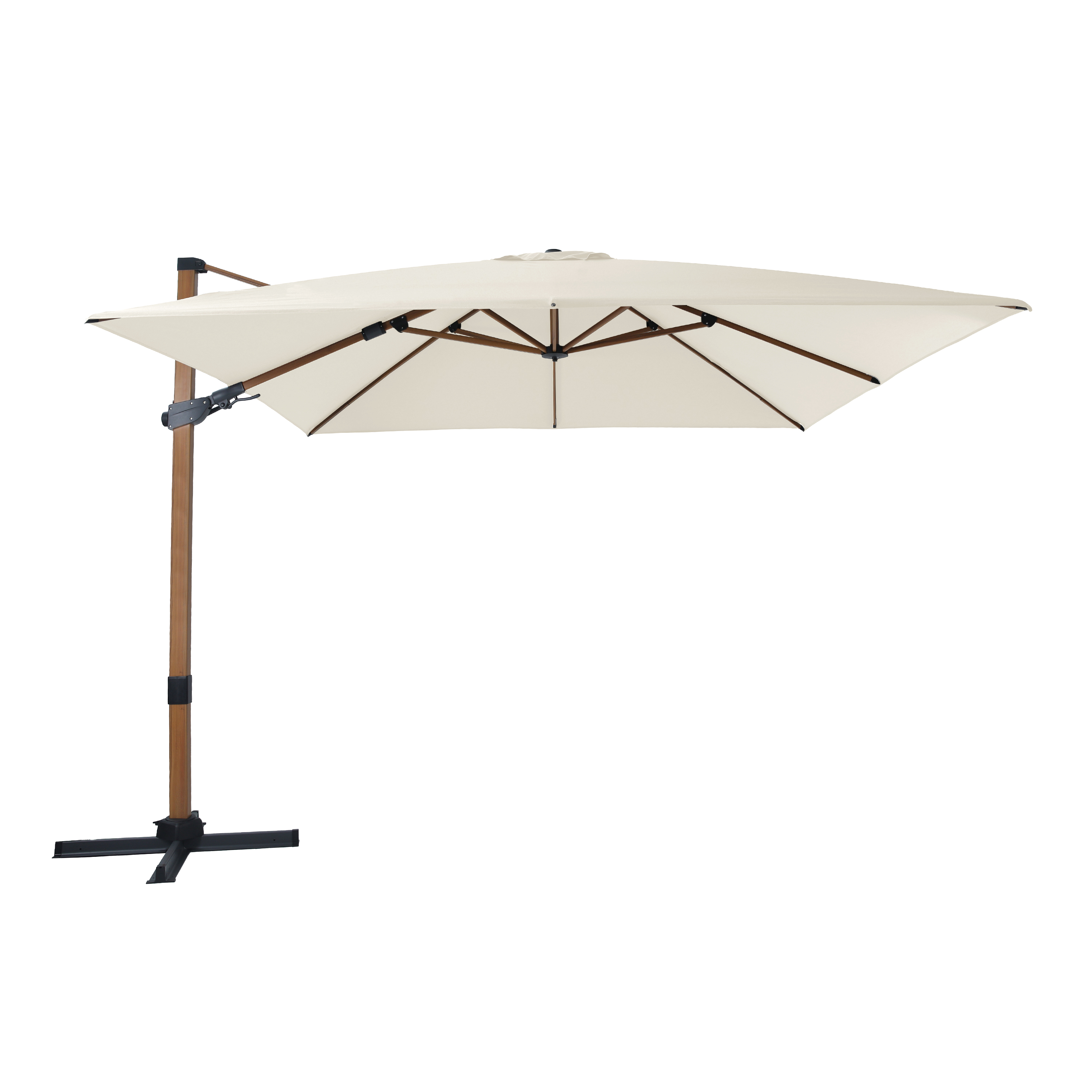 AXI Apollo Premium Cantilever Parasol 300x300cm - Wood-look/Beige-8720365063541 AXI Apollo Premium Cantilever Parasol 300x300cm - Wood-look/Beige