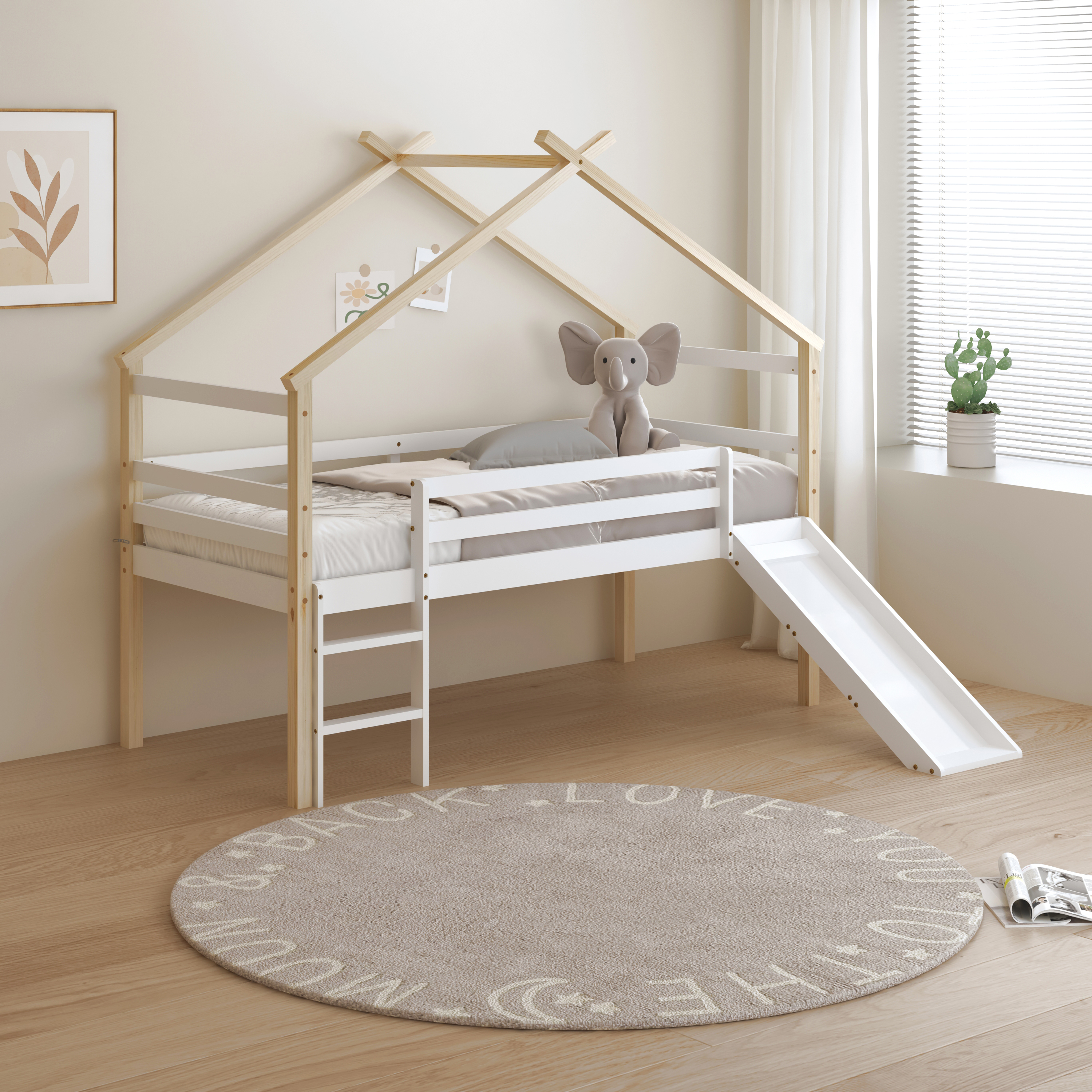 Sunny River Mid Sleeper with Slide Brown/White – Without Mattress