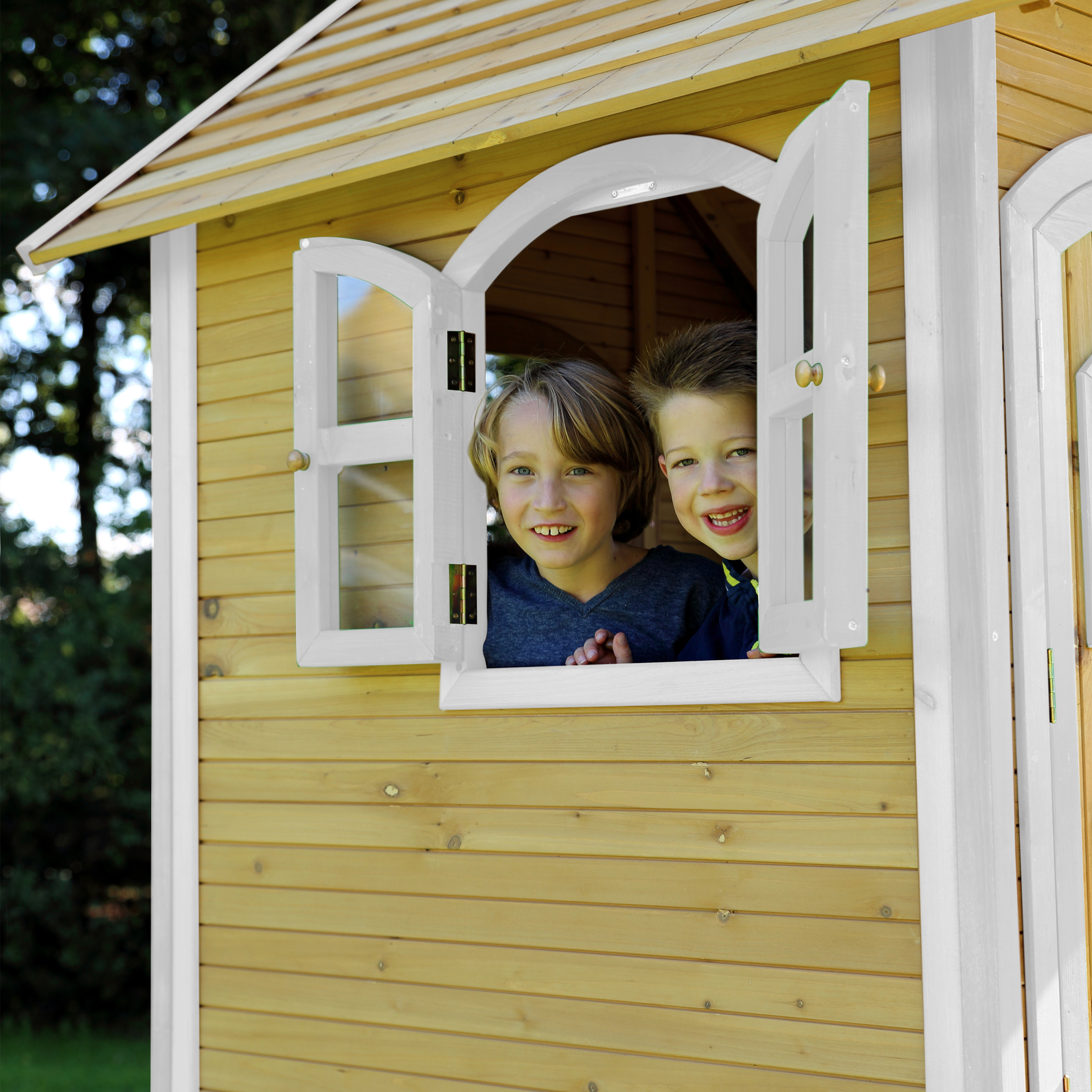 AXI Laura Playhouse Brown/white - Lime green Slide