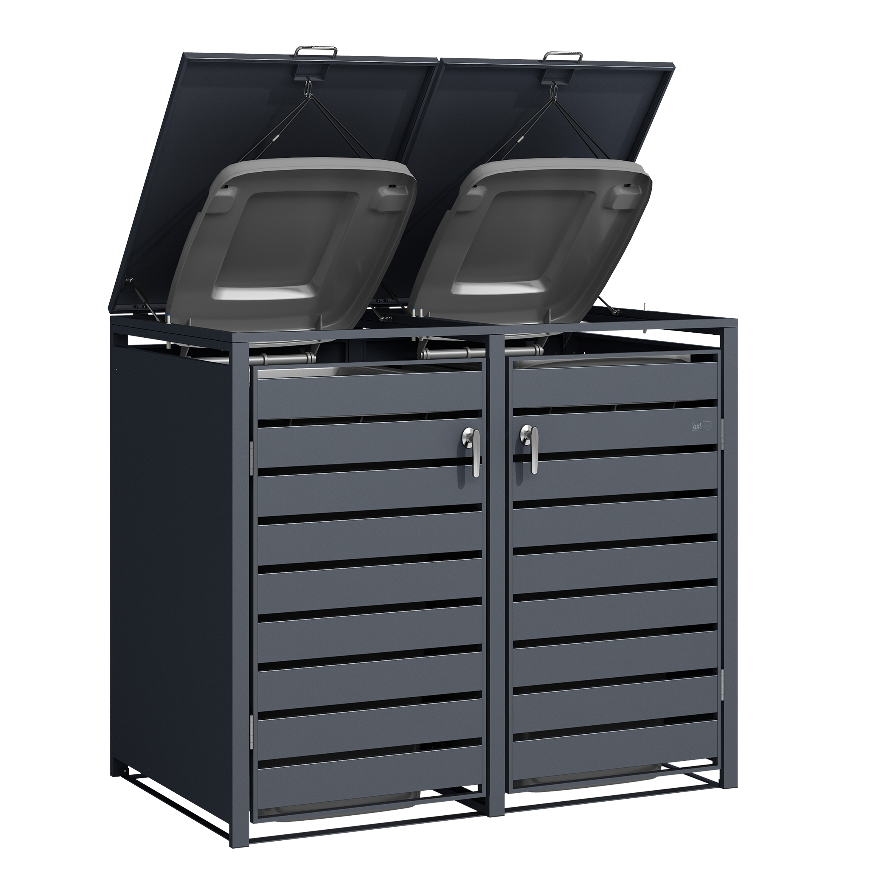 AXI Lucas Metal Garbage Bin Shed - 2 Garbage Bins
