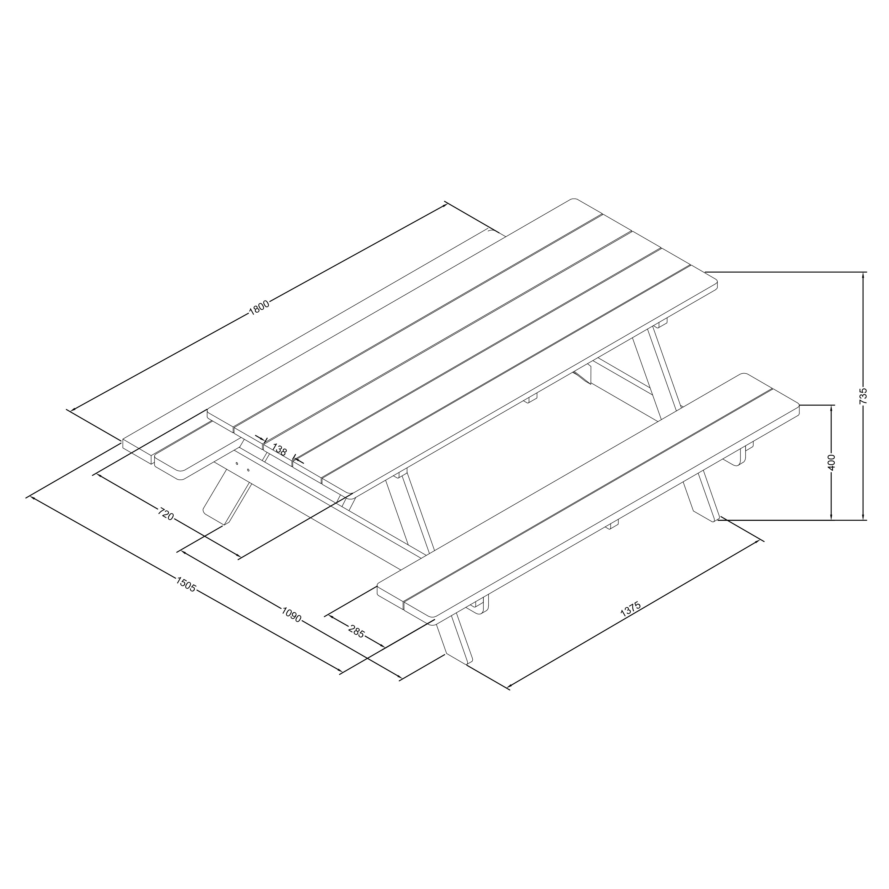 AXI Jean Wooden Picnic Table Thermowood 180 x 150 cm – Brown