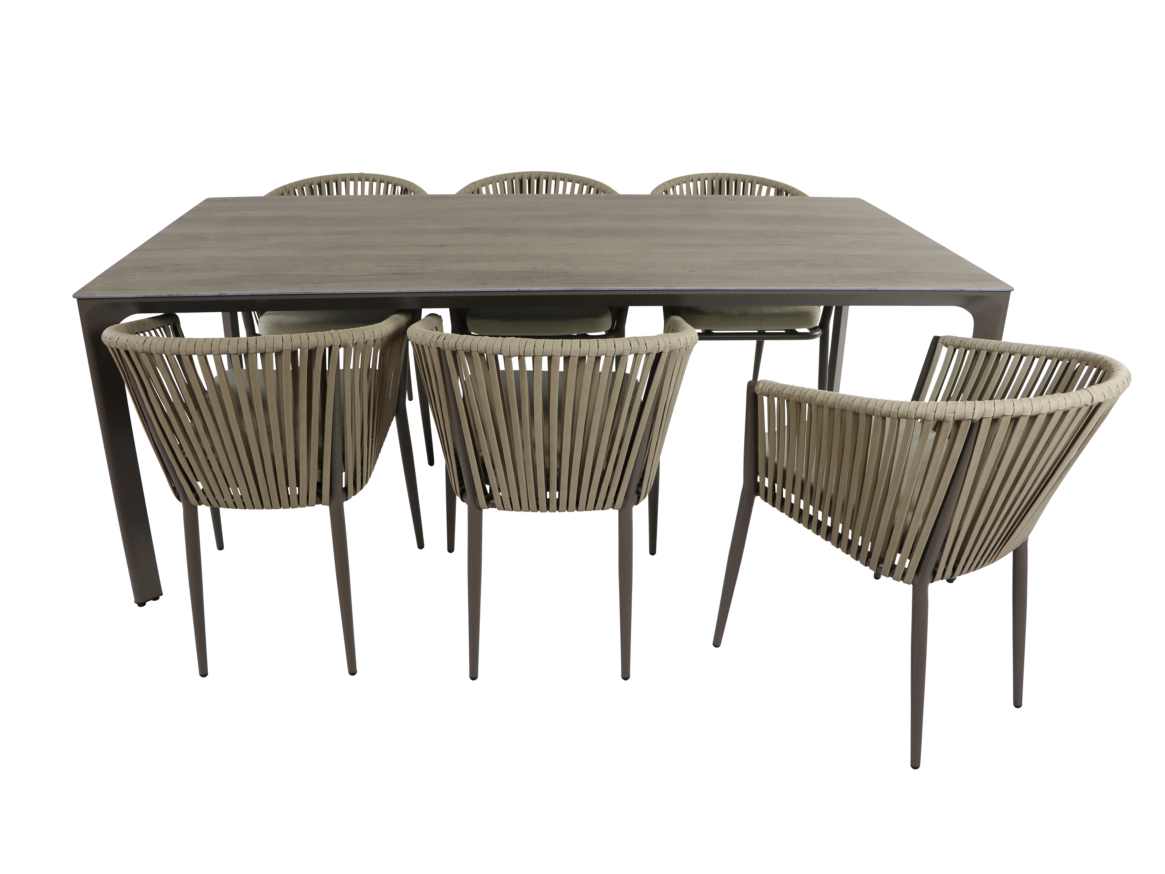 AXI Resi Tuinset met 6 stoelen Taupe met Hout-look PSPC-8720365062643 AXI Resi Tuinset met 6 stoelen Taupe met Hout-look PSPC