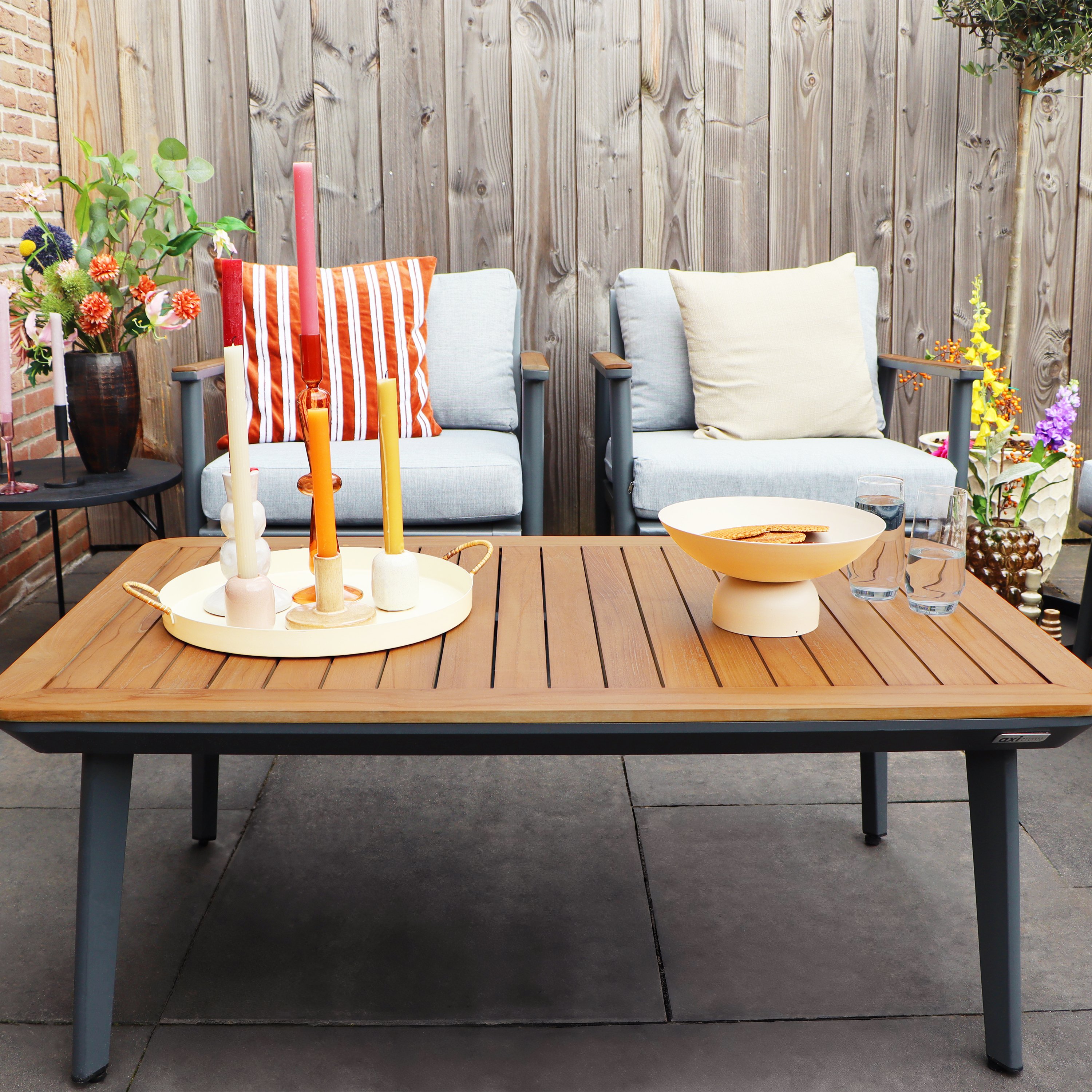 AXI Bibi 4-piece Lounge Set with sofa. table and two chairs - Anthracite/Teak