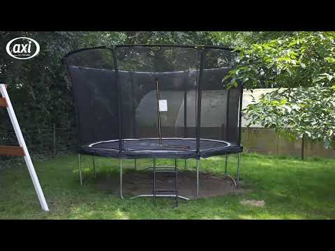 AXI Denver Trampolin med skyddsnät och stege ⌀ 366 cm - Nedgrävd på stolpar - Svart