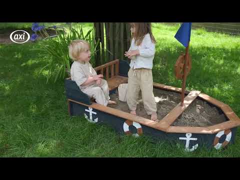AXI Doris Båt Sandlåda med förvaringsbänk - Antracit/Brun AXI Doris Båt Sandlåda med förvaringsbänk - Antracit/Brun