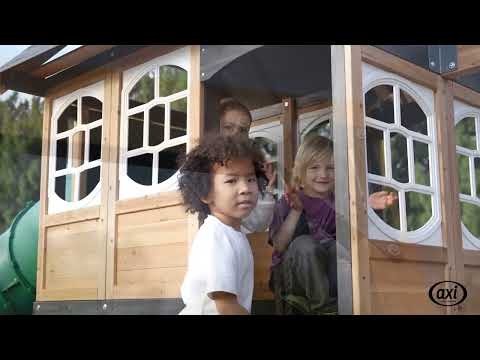 AXI Noud Lekställning med Lekhus, Gungor, Trapez och Klättervägg – Pastellgrön Rutschkana och Rutschkanetunnel